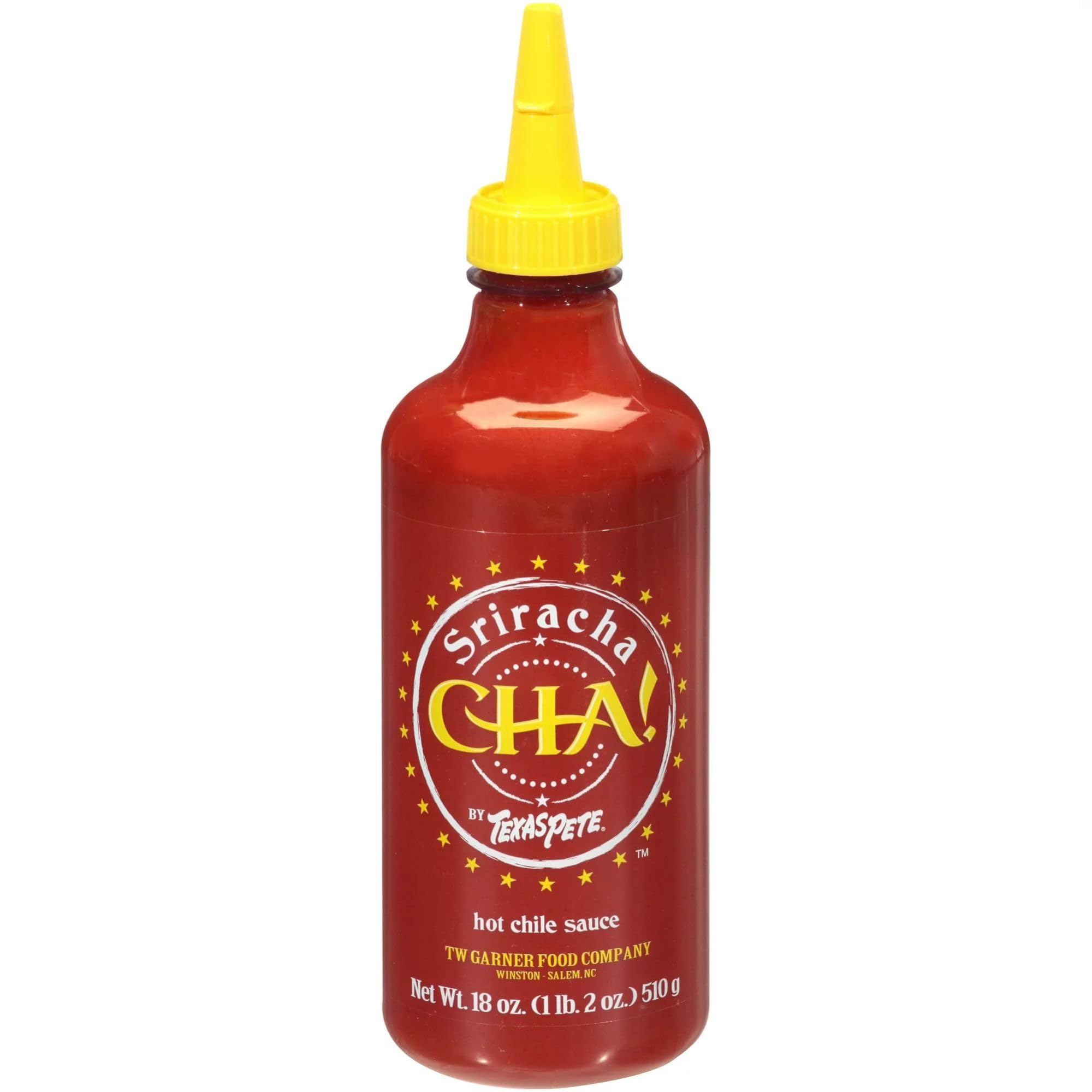 Texas Pete Cha Sriracha Hot Chile Sauce - 18oz Bottle (Pack of 3) | Spicy Sriracha Sauce for Wings, Tacos, Burgers & Asian Dishes | Hot Sauce for Cooking, Grilling & Dipping