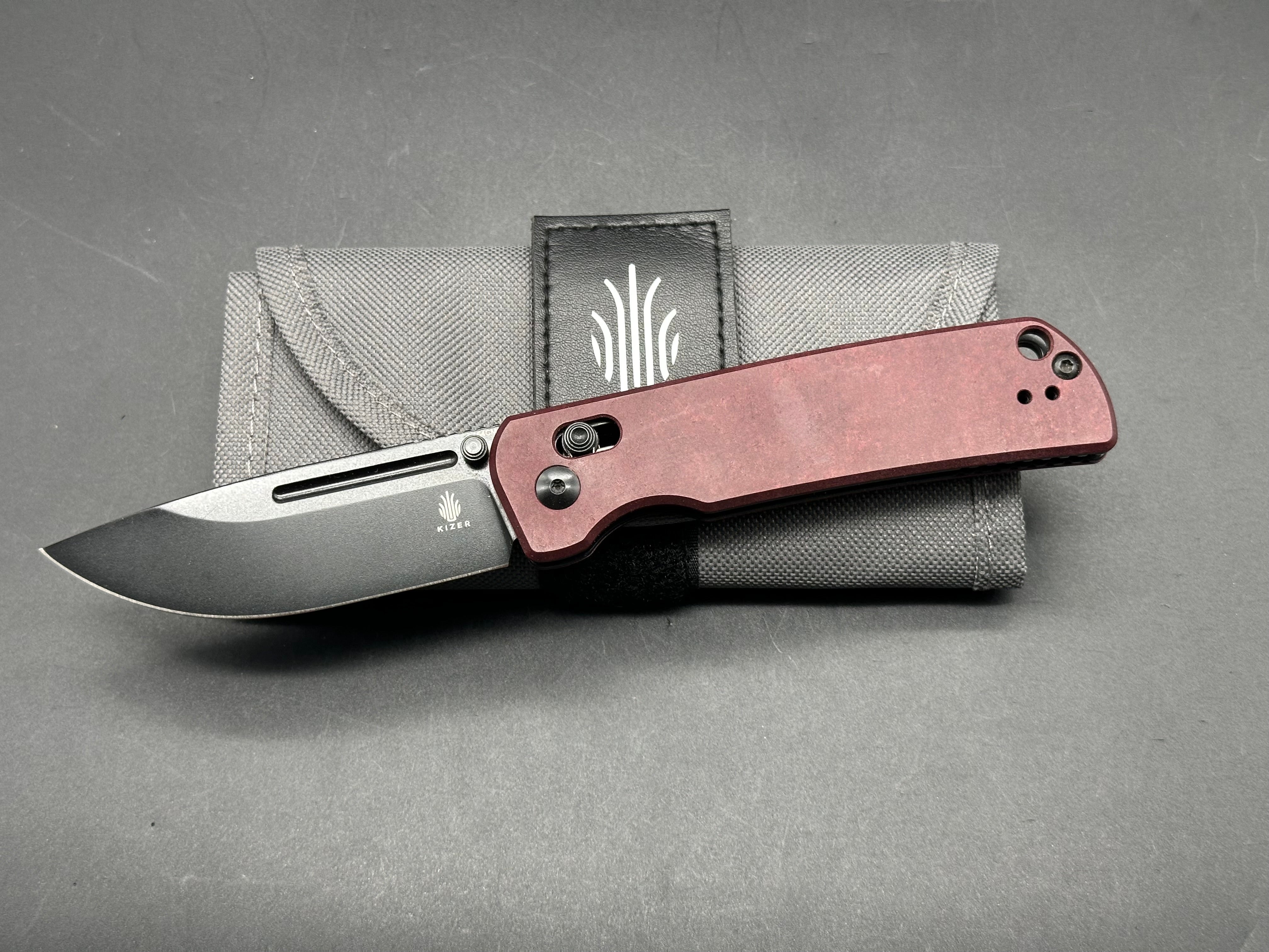 Kizer Escort Folding Pocket Knife with Red Richlite Scales - EDC, Outdoor, Camping & Everyday Carry Knife for Men & Women