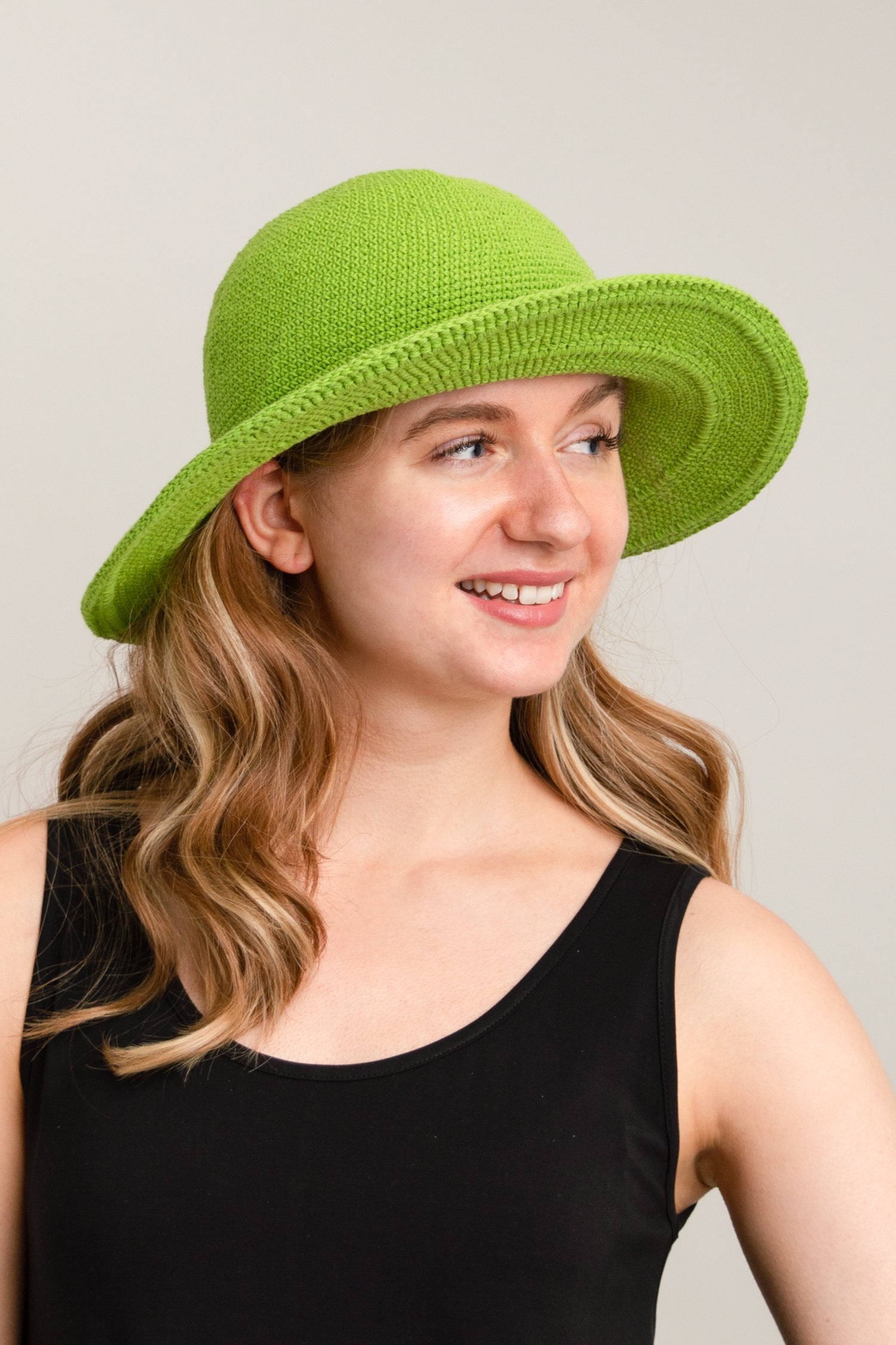 Stylish Lime Green Cotton Hat for Men & Women - Breathable & Comfortable Summer Sun Hat for Outdoor Activities, Beach, Hiking, and Travel