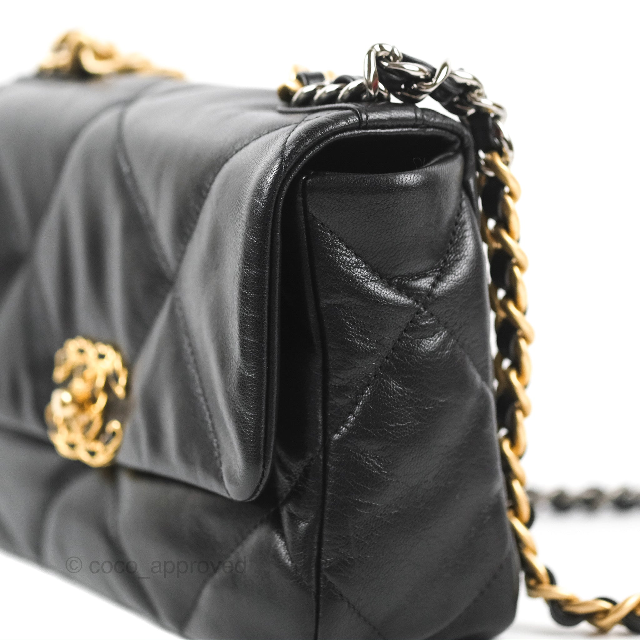 Chanel 19 Small Handbag Black Goatskin Leather Mixed Gold & Silver Hardware - Luxury Crossbody Bag for Women, Perfect for Date Night & Evening Events