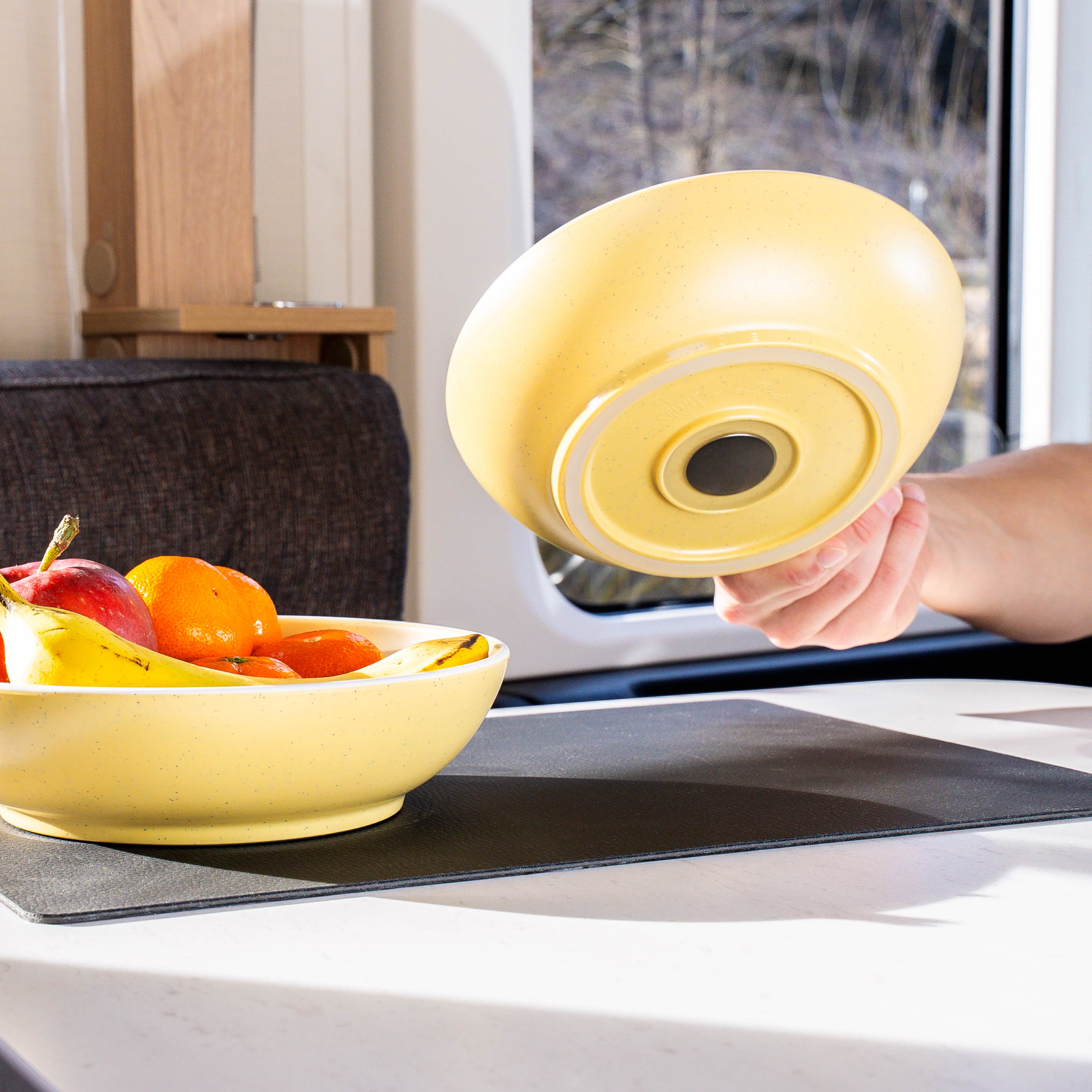 DOLOMIT YELLOW Magnetic Plastic Dinnerware Set - Lightweight & Durable BPA-Free Tableware for Camping, Picnics & Outdoor Dining