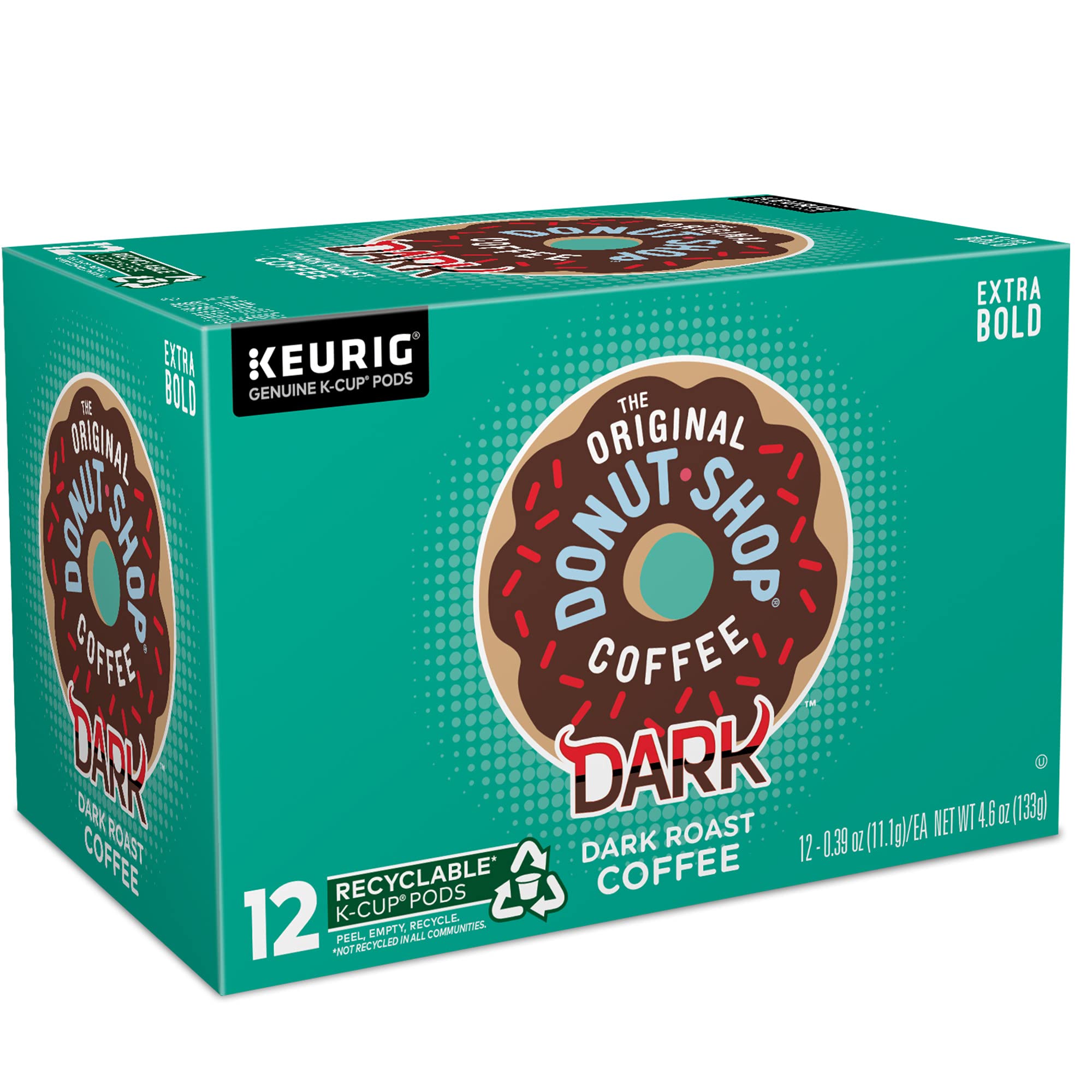 The Original Donut Shop Dark Roast Coffee K-Cups - 12 Count | Bold & Rich Flavor | Perfect for Morning Brew & Office Coffee Break