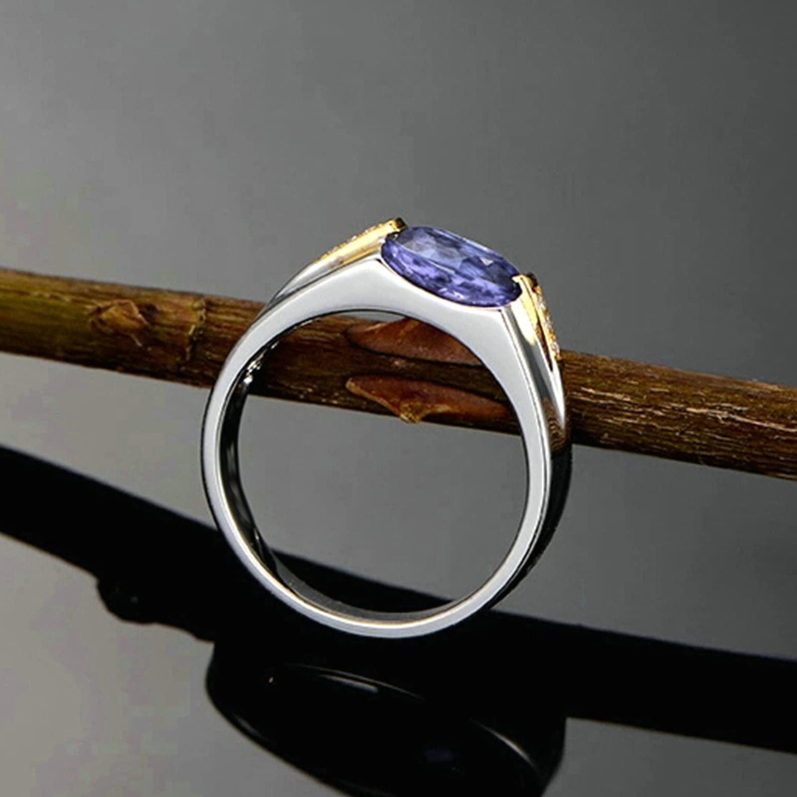 Sterling Silver Infinity Ring with Light Purple Bio-Color Oval Zircon - Women's Engagement Band Size 10.5 - Perfect Valentine's Gift for Her, Anniversary & Special Occasions