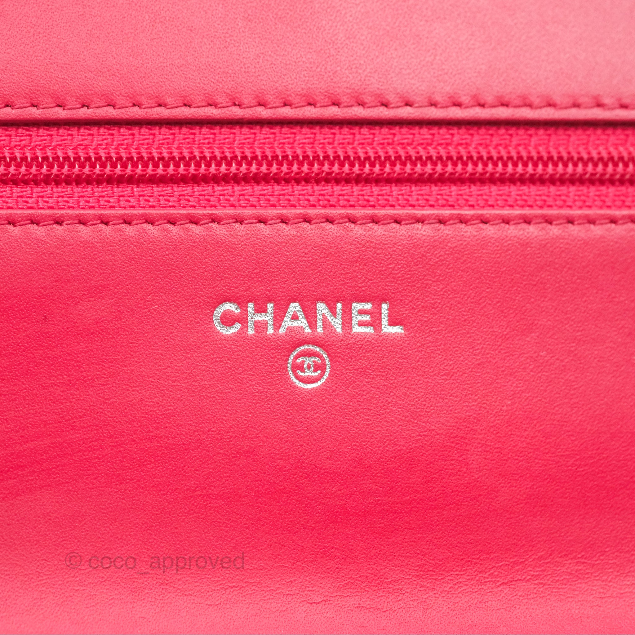 Chanel CC Wallet On Chain WOC in Dark Pink Caviar Leather with Silver Hardware - Perfect for Evening Events, Parties & Luxury Fashion Accessories