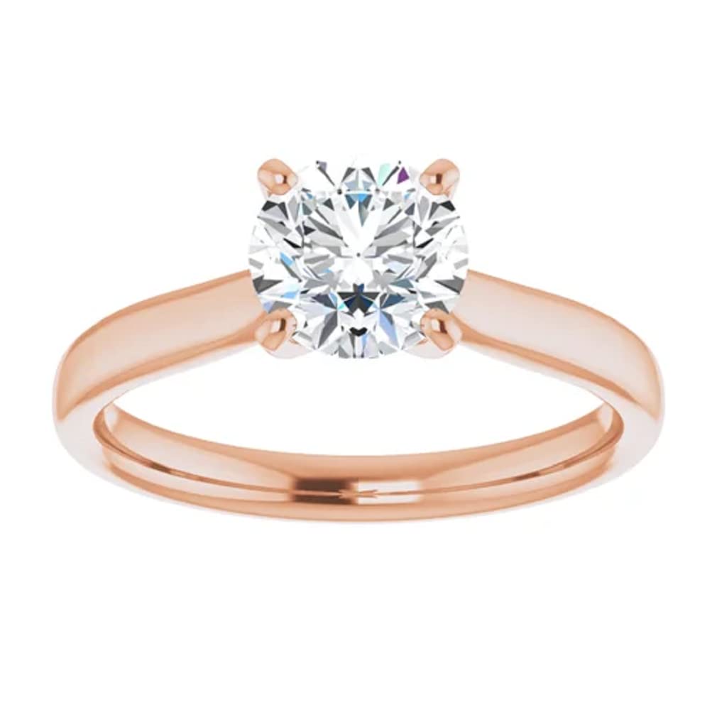 10K Solid Rose Gold Handmade Engagement Ring - 1.0 CT Round Cut Moissanite Solitaire Wedding Band for Women - Perfect for Proposals, Anniversaries & Bridal Jewelry Gifts