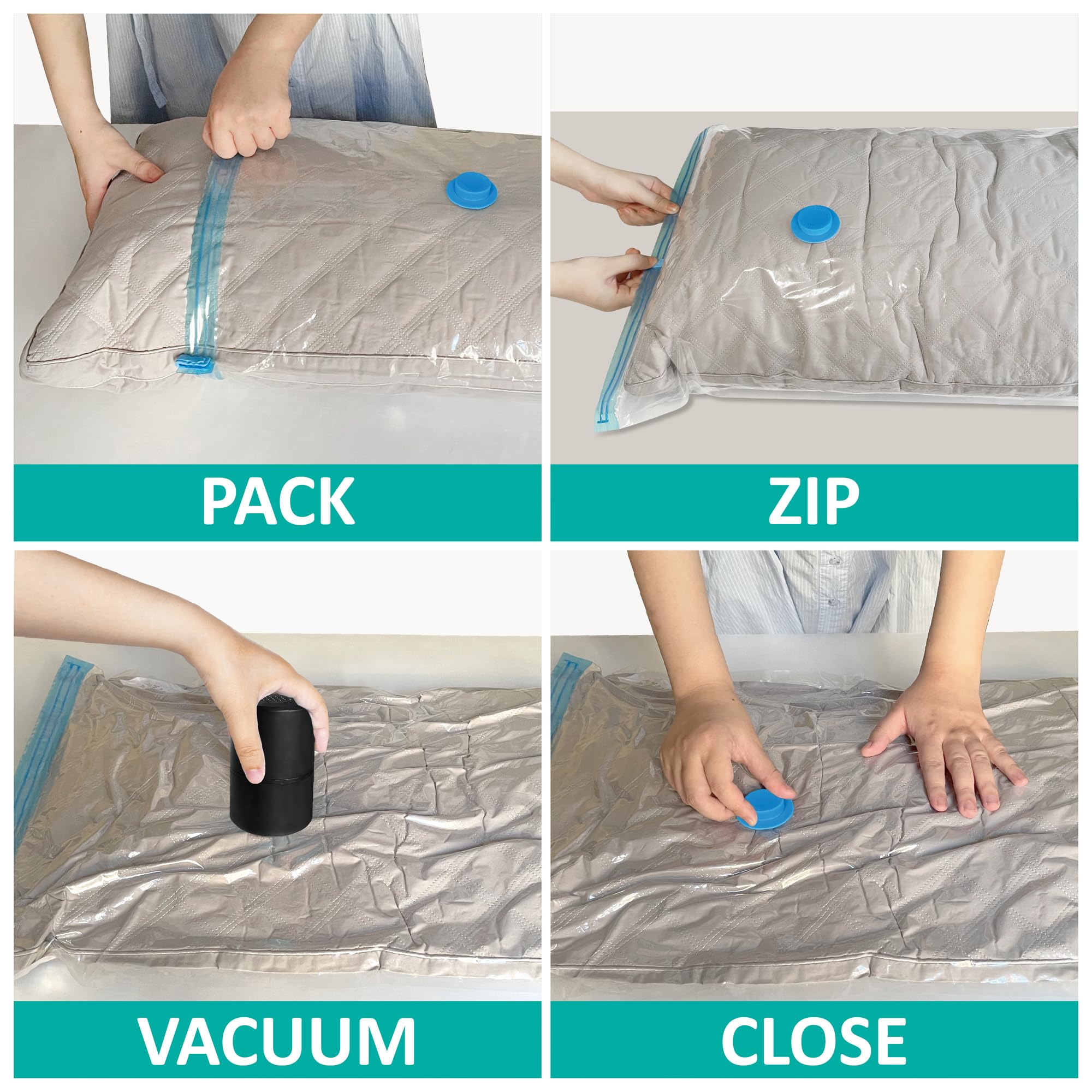 Electric Vacuum Storage Bags 14-Pack (3 Jumbo/3 Large/4 Medium/4 Small) - Space Saving Vacuum Sealed Bags for Clothes, Comforters, Blankets & Bedding | Includes Electric Pump for Easy Home Organization & Travel Storage