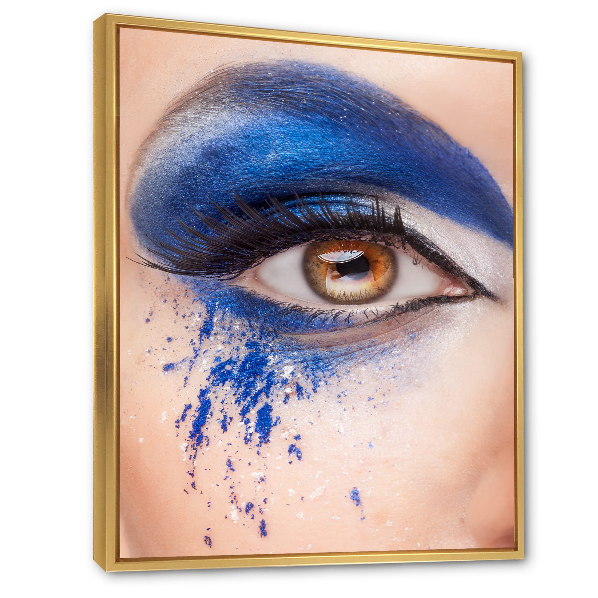 Blue Fantasy Eye Makeup Modern Framed Canvas Wall Art Print - Elegant Home Decor for Living Room, Bedroom & Office