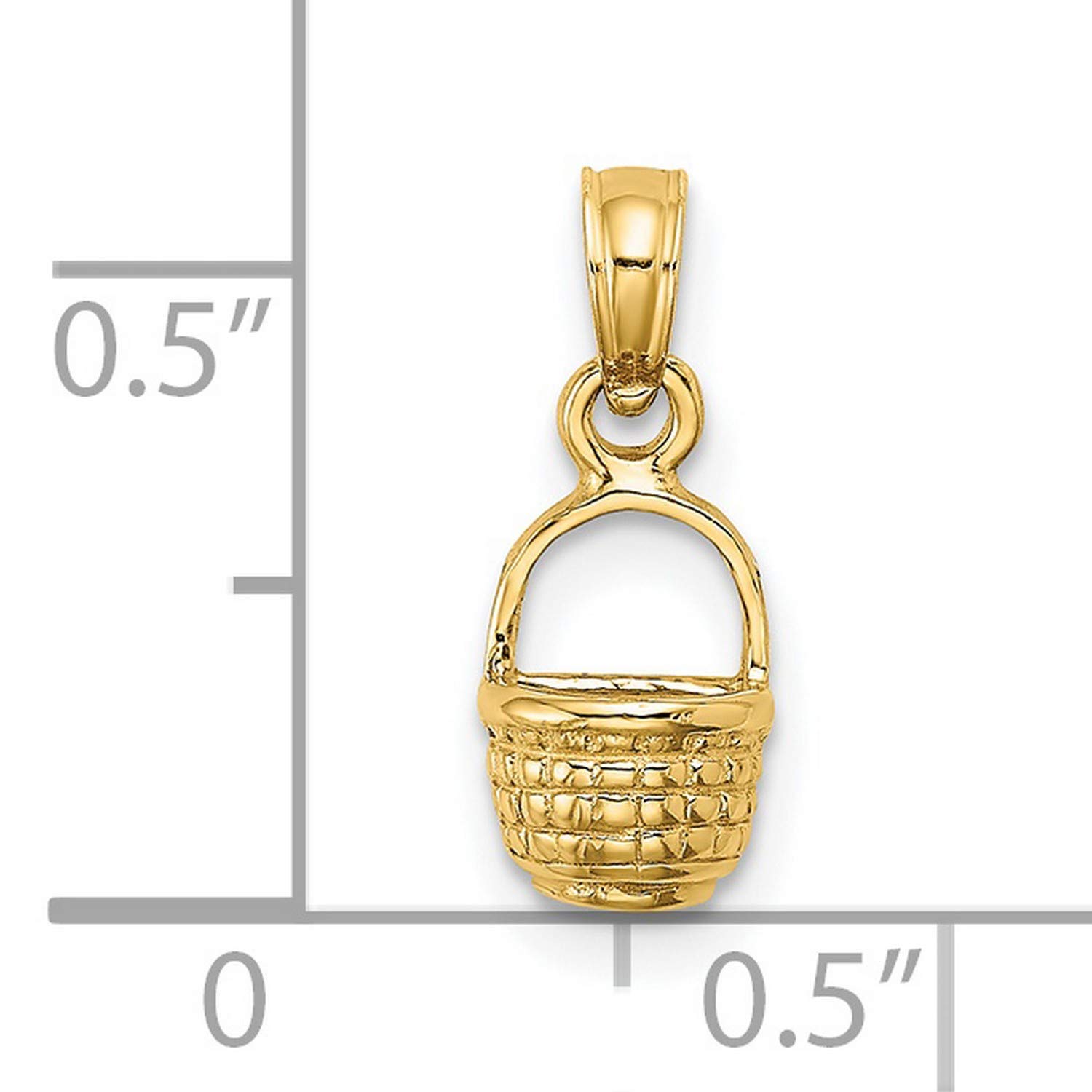 14K Yellow Gold Flat Back Mini Basket Charm - 9mm x 6mm - Perfect for Jewelry Making, Bracelets & Necklace Charms