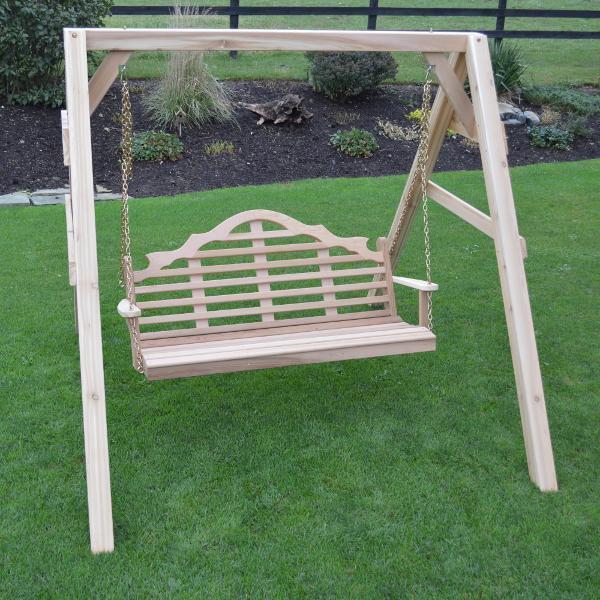 **A&L Furniture Cedar 4x4 A-Frame Swing Stand for Swing or Swingbed - Heavy Duty Outdoor Wooden Swing Set with Hangers Included - Perfect for Backyard, Garden, and Patio Relaxation**