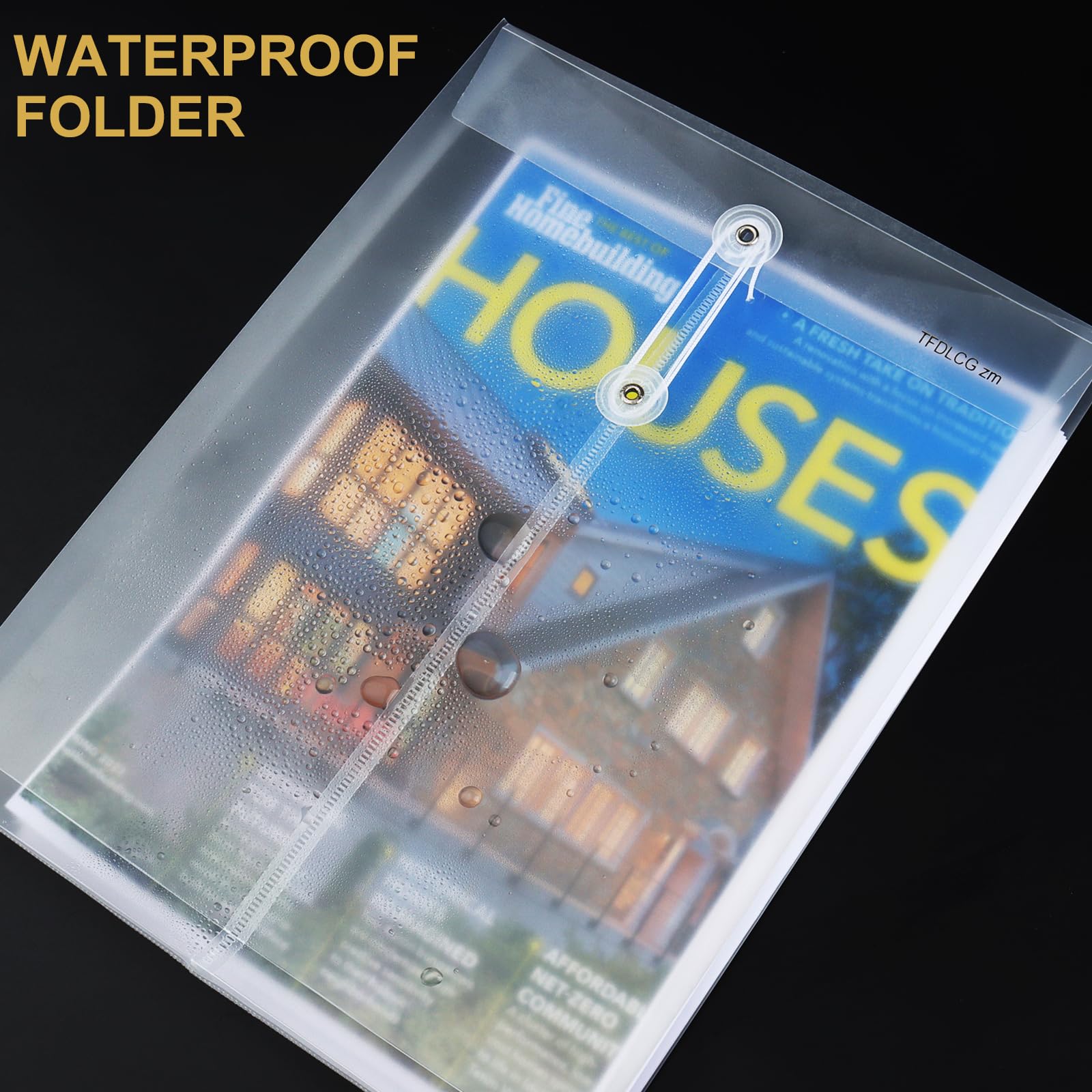 24 Pack Clear Plastic Envelopes with String Closure - A4/US Letter Size Poly Reusable File Folders (1-1/4