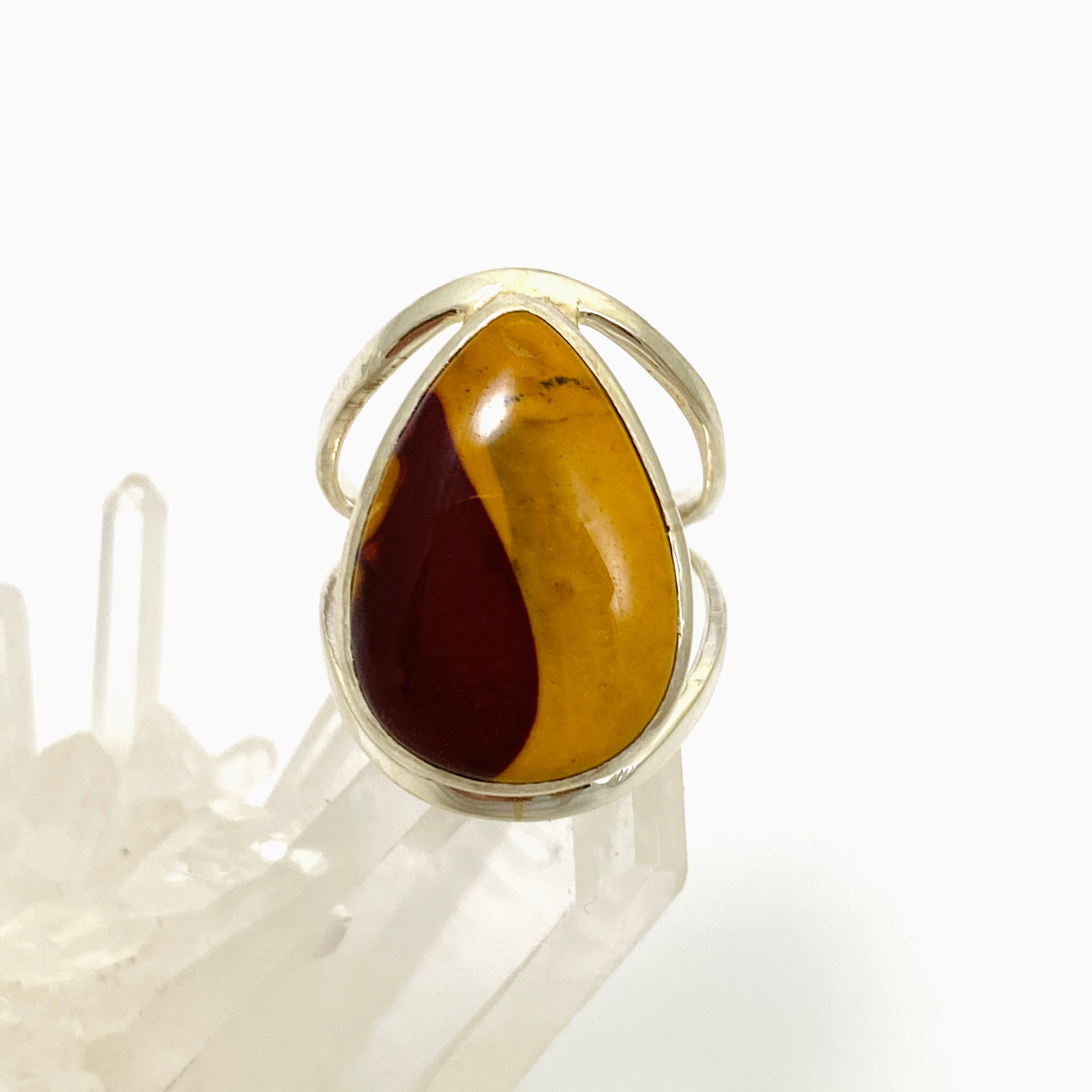 Natural Mookaite Teardrop Cabochon Split Band Ring - Size 7 - KRGJ3386 - Perfect for Boho Jewelry & Spiritual Healing