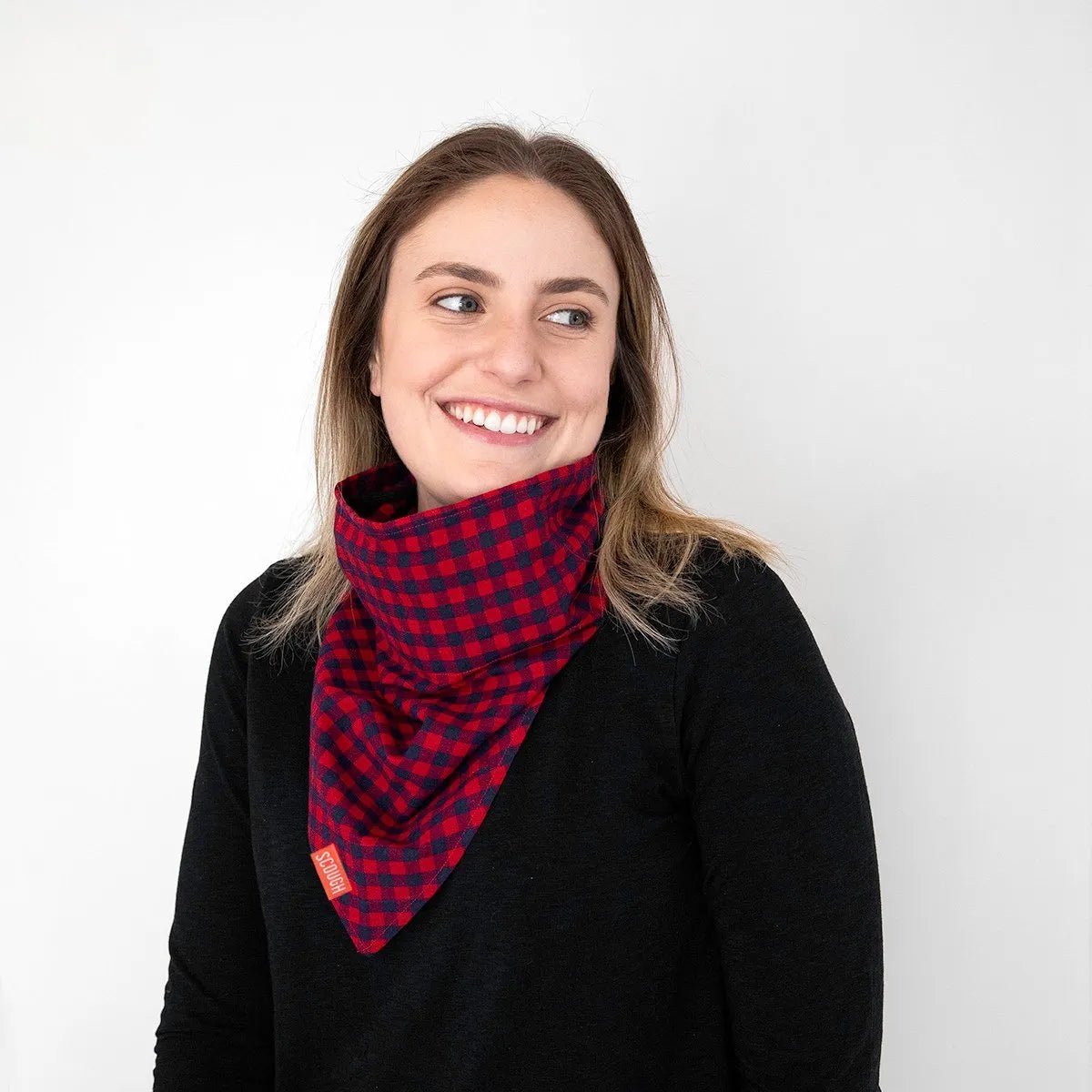 Scough Red Gingham Bandana with Filter - Reusable Face Mask for Outdoor Activities, Cycling, Hiking & Dust Protection