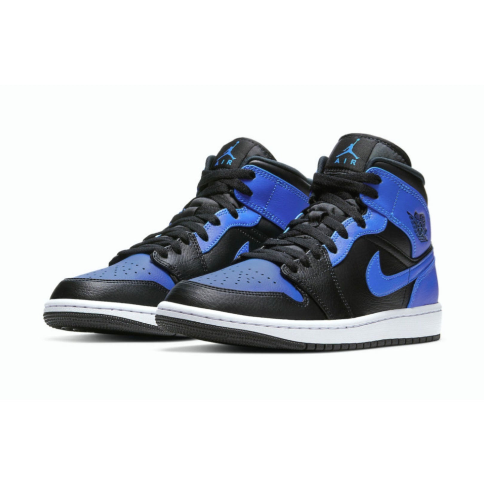 Air Jordan 1 Mid Hyper Royal Tumbled Leather Basketball Shoes - Men's Sneakers for Casual Wear & Street Style