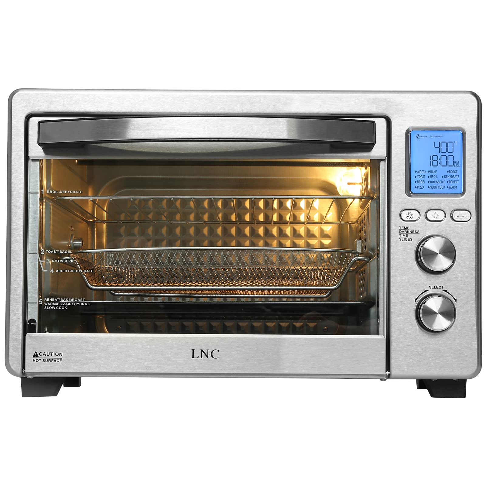 LNC 34QT Extra Large 1750W Toaster Oven Air Fryer with 12 Cooking Functions, Convection Countertop Oven for Baking, Roasting & Reheating - Perfect for Kitchens, Dorms & Small Spaces (Model A05000B)