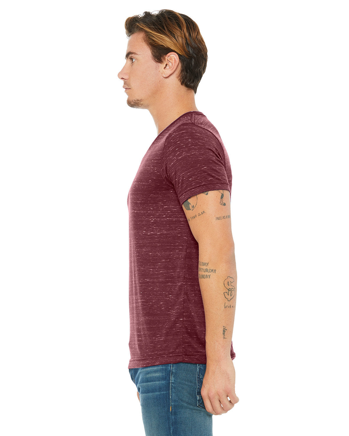 Bella + Canvas 3655C Unisex Textured Jersey V-Neck T-Shirt - Soft Comfortable Casual Tee for Men & Women - Perfect for Everyday Wear, Gym, and Layering