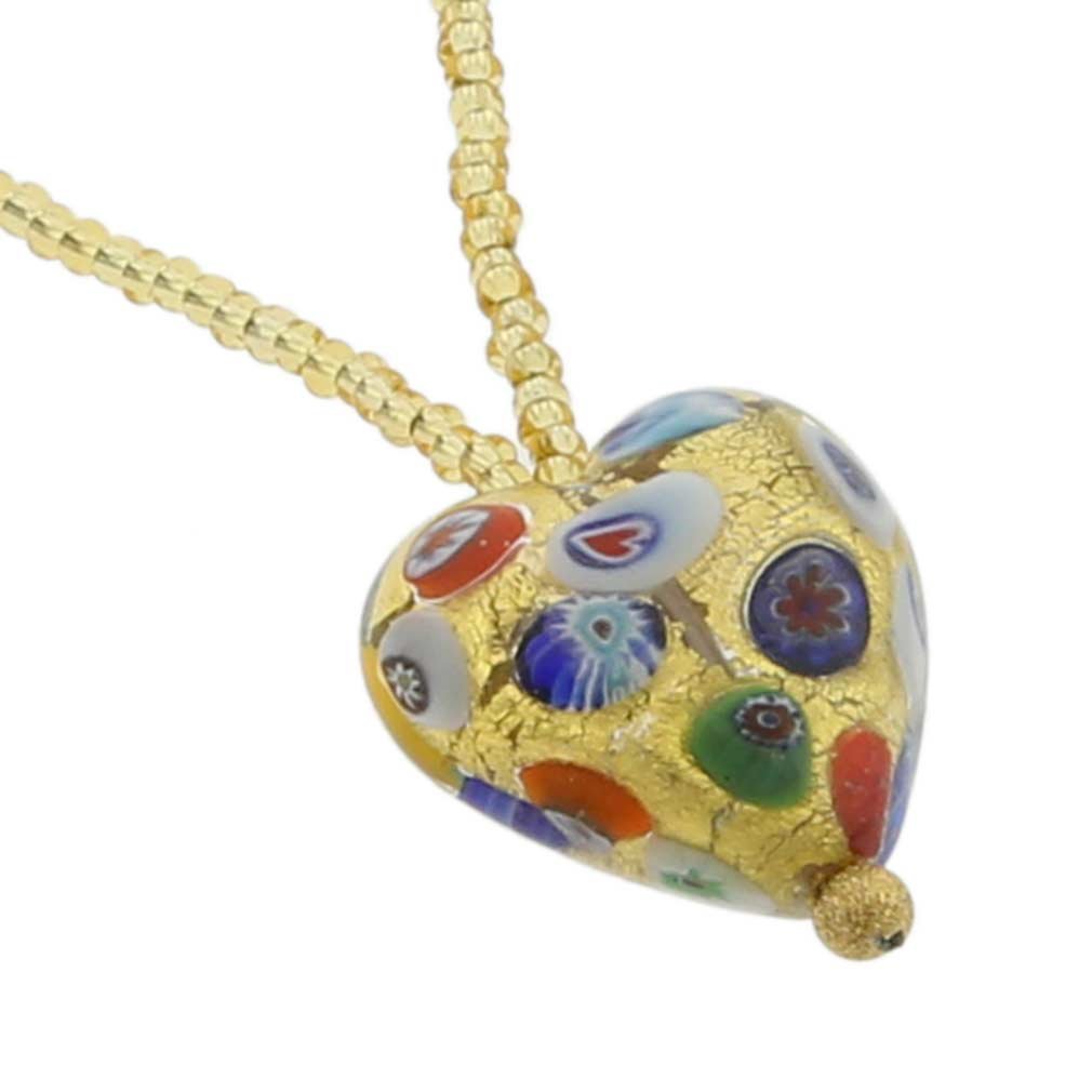Venetian Murano Glass Heart Necklace - Klimt Inspired Jewelry | Elegant Gift for Women, Valentine's Day & Anniversary