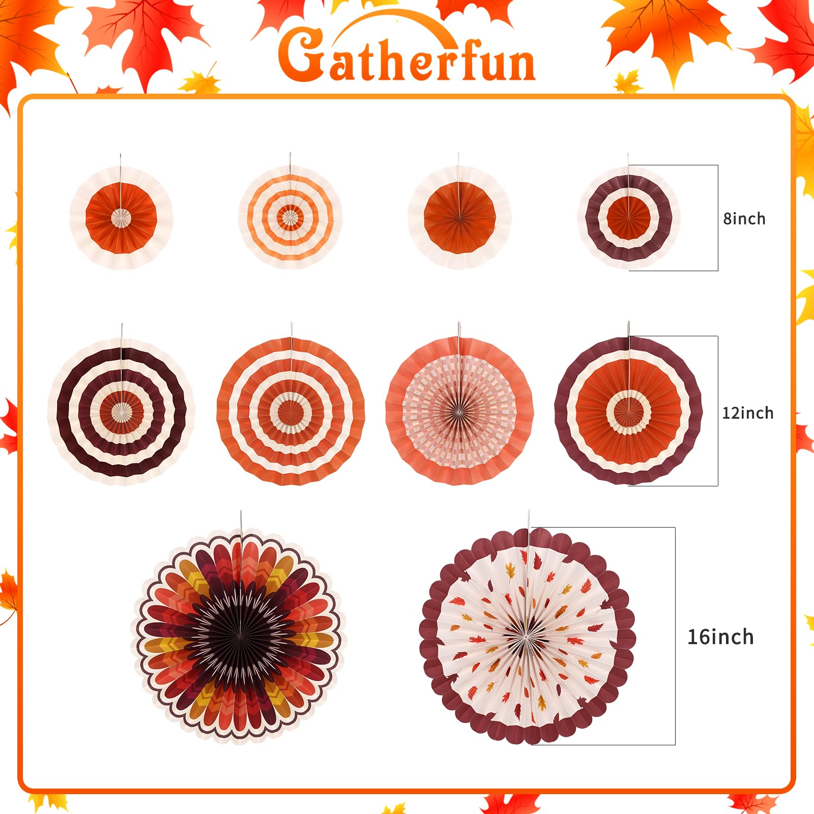 Thanksgiving Party Supplies Kit - Elegant Autumn-Themed Decorations Set with Fall Paper Fans | Perfect for Thanksgiving Dinner, Harvest Festival & Seasonal Home Decor