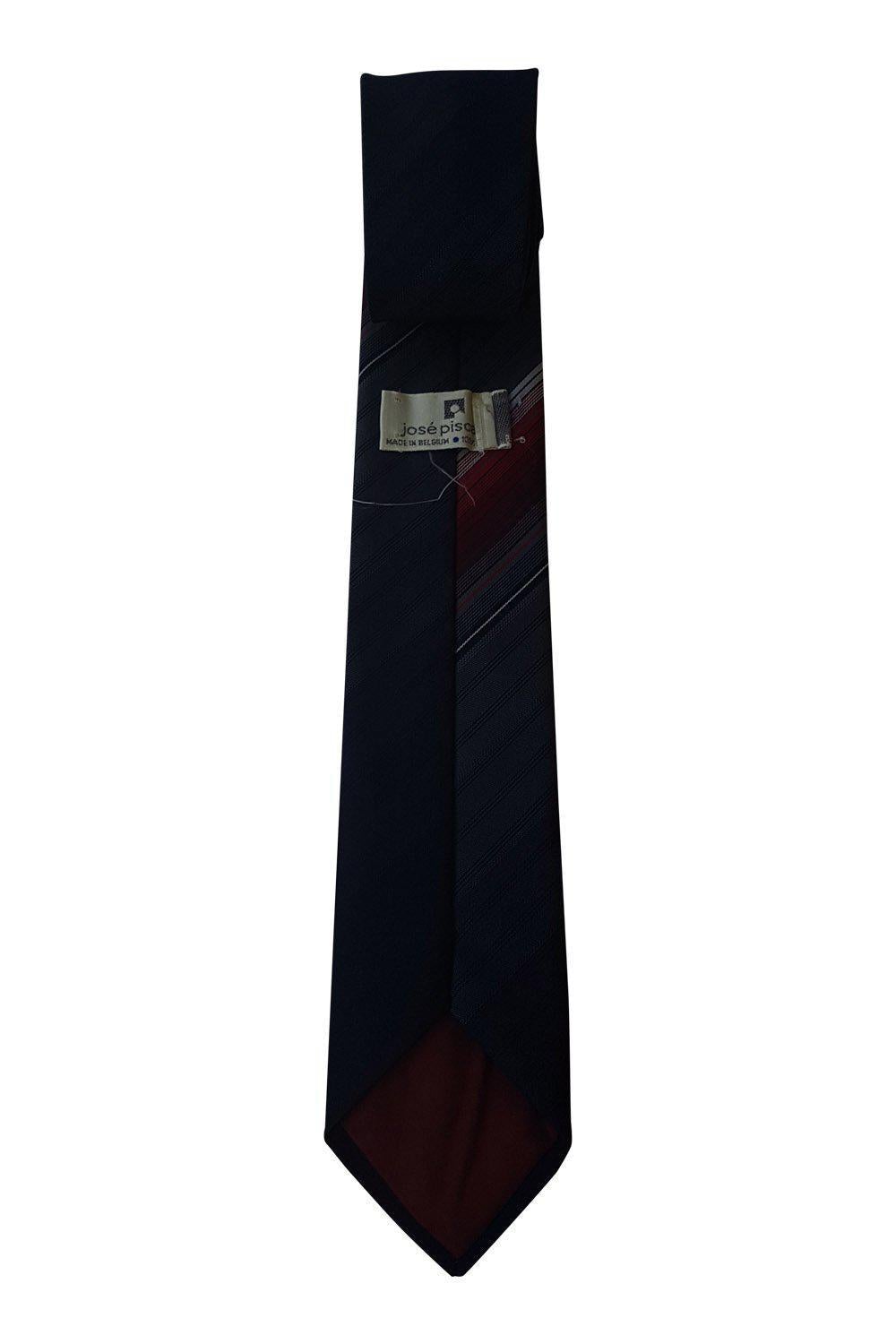 JOSE PISCADOR 100% Polyester Navy Blue Self Striped Necktie - 57 Inches - Professional Business Tie for Men, Office Wear & Formal Occasions