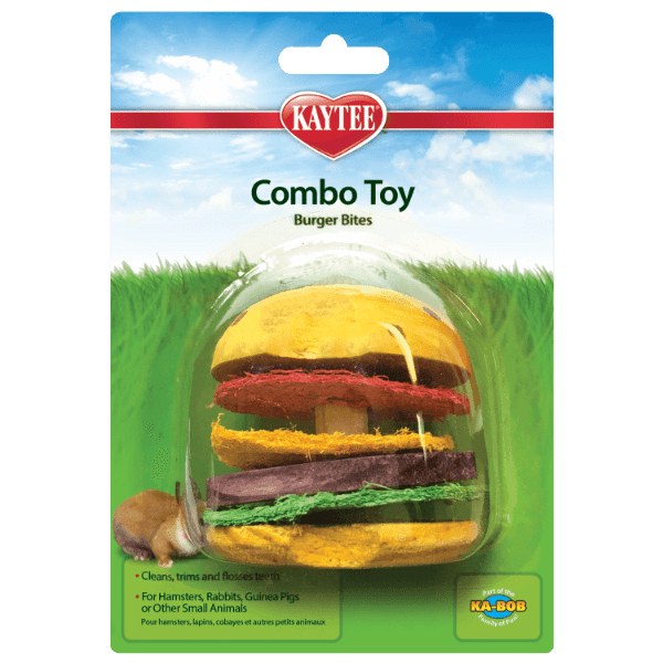 **Kaytee Small Animal Chew Toy - Crispy & Wood Hamburger for Hamsters, Gerbils & Mice - Fun & Safe Pet Enrichment for Cages & Playtime**