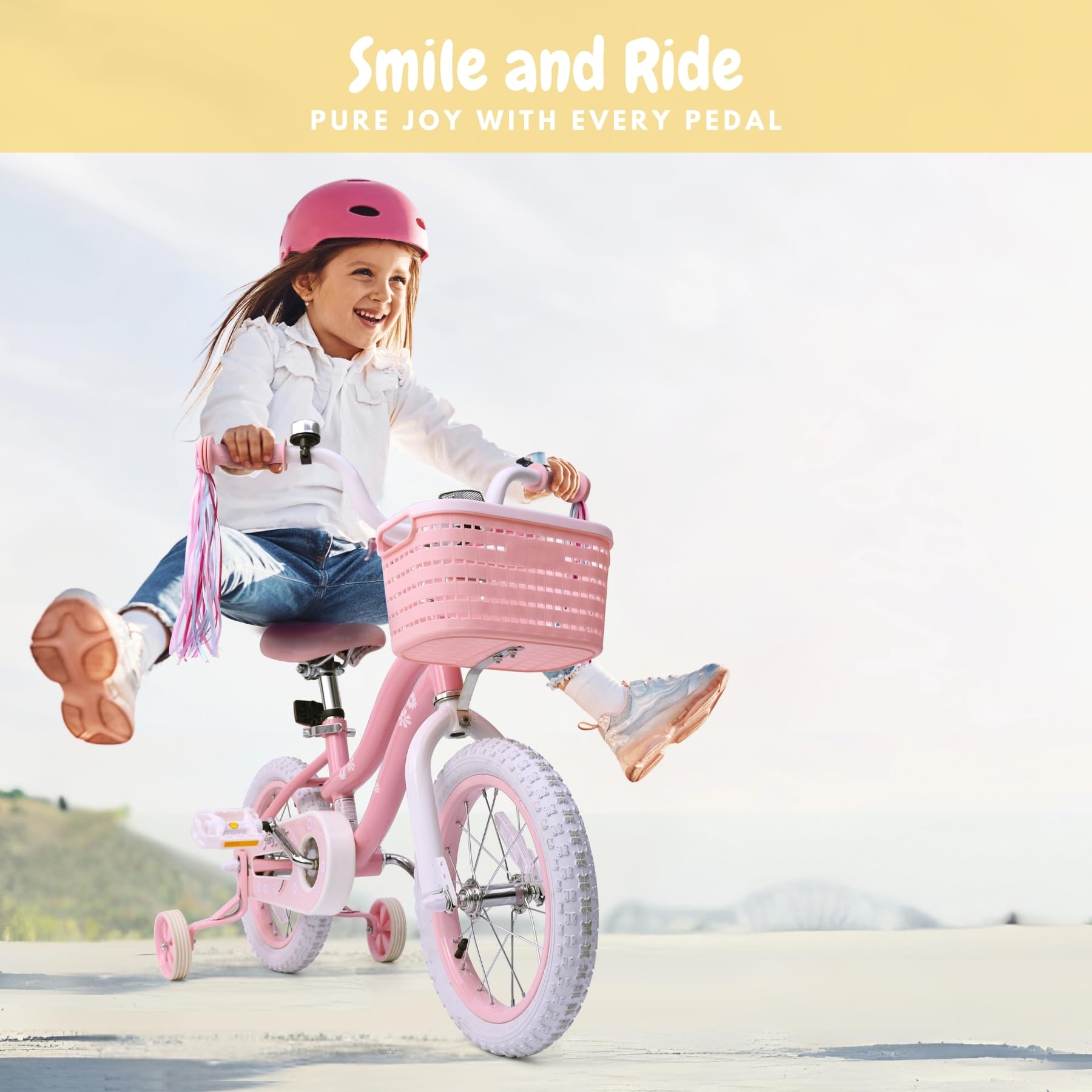 16 Inch Pink Girls Bike for Kids 3-5 Years Old - Training Wheels, Basket & Coaster Brake - Perfect Birthday Gift for Toddlers - Ideal for Neighborhood Rides, Park Adventures & Learning to Cycle