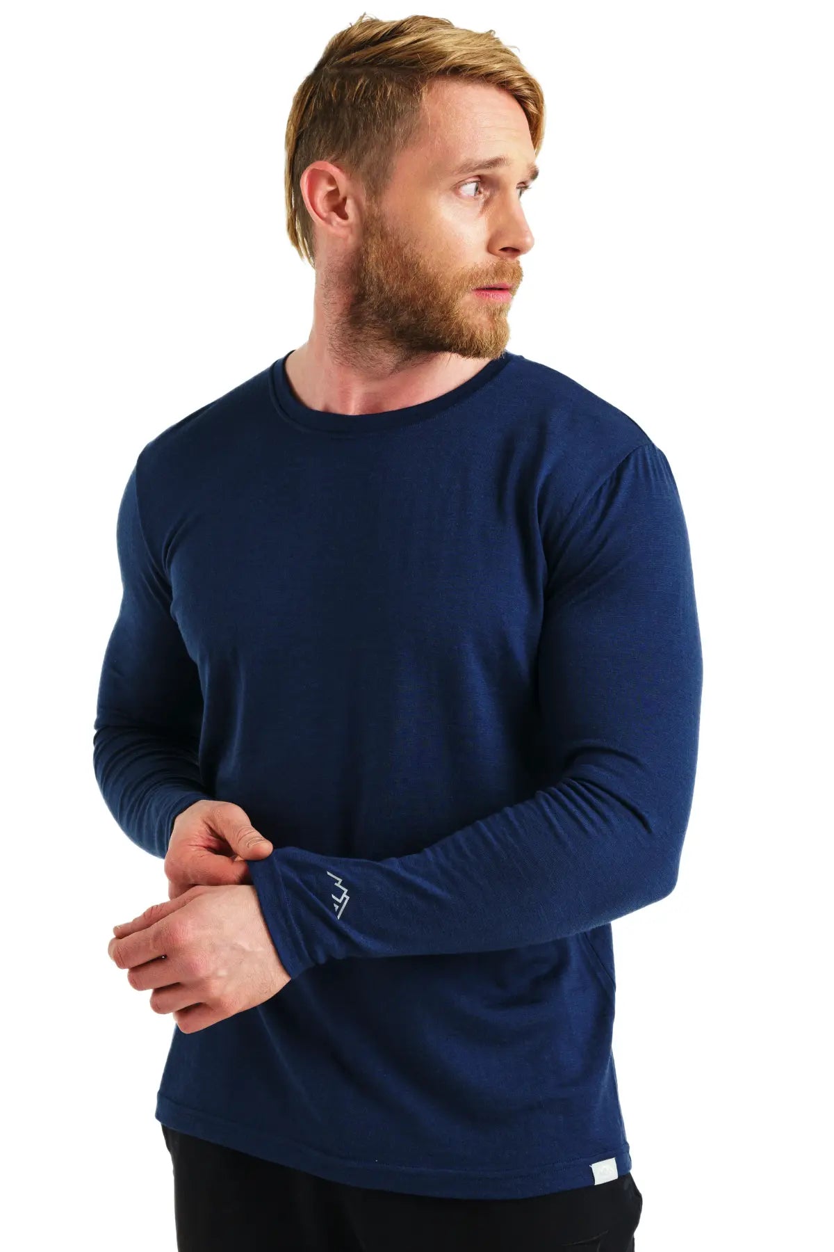 Premium Men's Merino Wool Long Sleeve Shirt - 165 Navy Blue - Soft & Breathable Base Layer for Hiking, Travel & Winter Wear