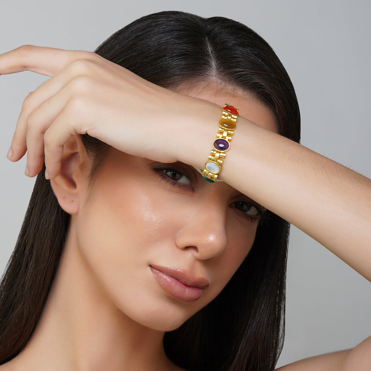 Power Moves Navratna Bracelet - Authentic 9 Gemstone Healing Bracelet for Energy & Balance | Perfect for Meditation, Yoga & Spiritual Wellness
