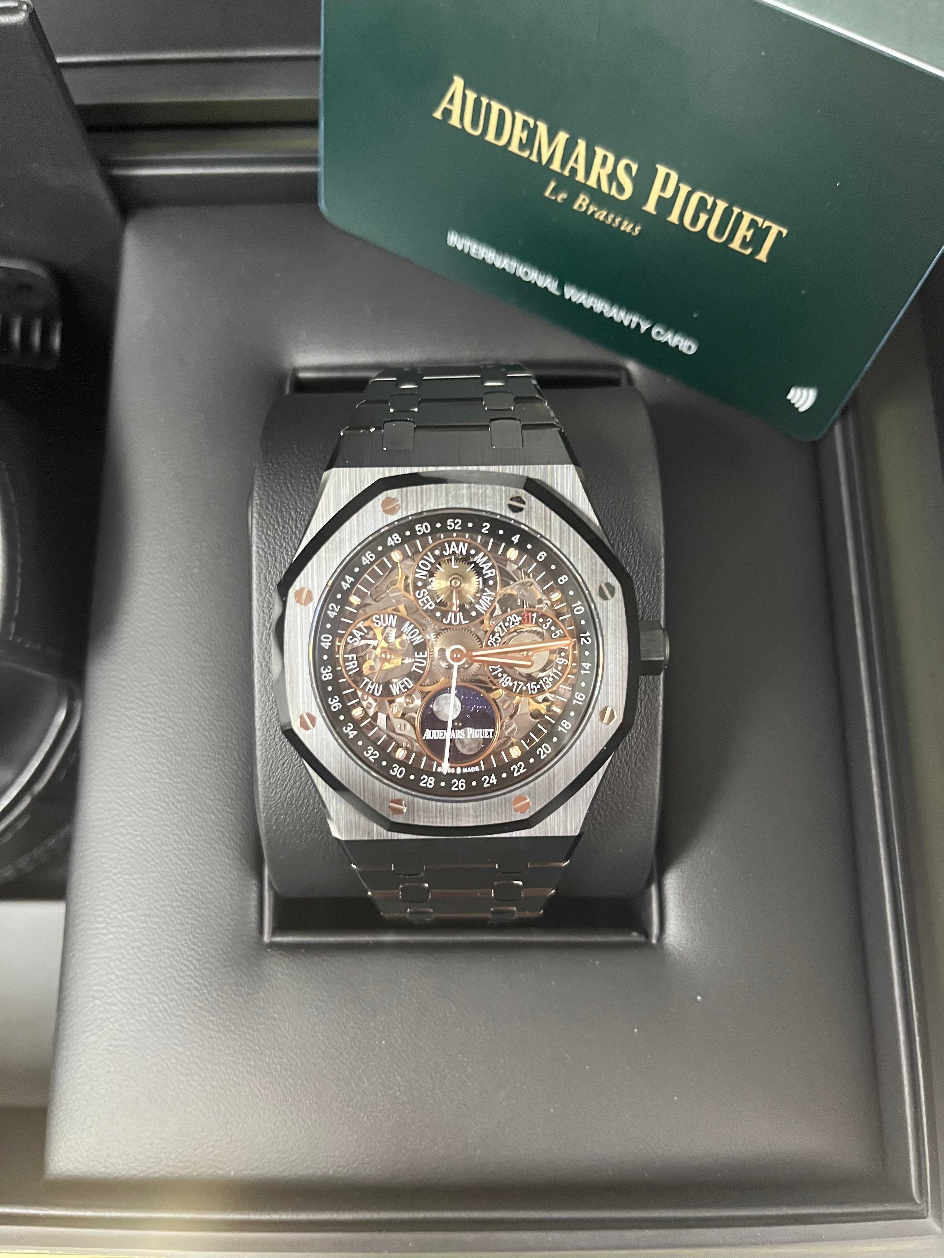 Audemars Piguet Royal Oak Perpetual Calendar Openworked Skeleton Watch Ref# 26585CE.OO.1225CE.01 - Luxury Swiss Automatic Men's Timepiece for Business, Gala & Collector's Showcase