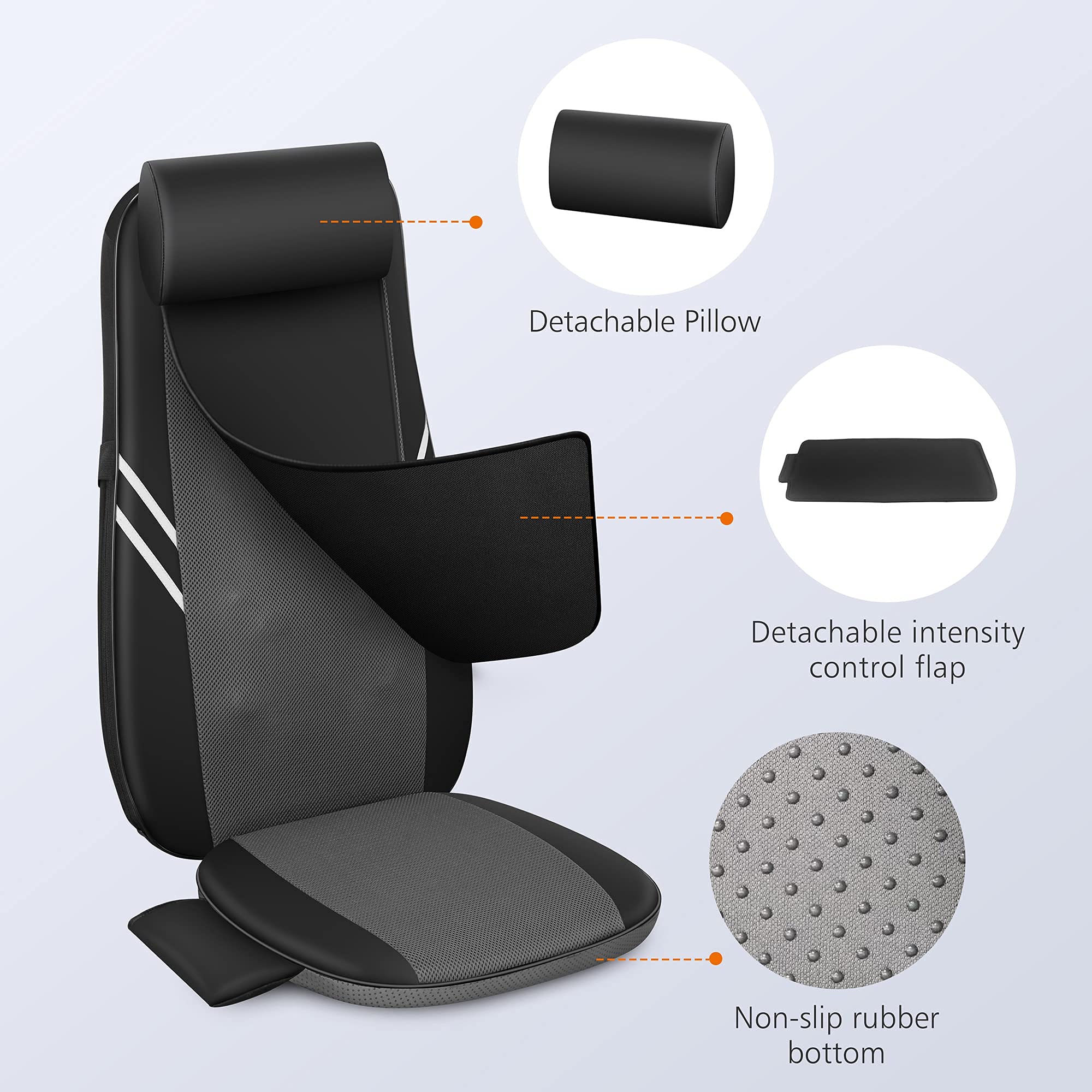 Snailax Shiatsu Back Massager with Heat - 8 Flexible Nodes Full Back Massage Cushion for Office & Home Use | Relieves Muscle Pain, Perfect for Work, Gaming & Relaxation