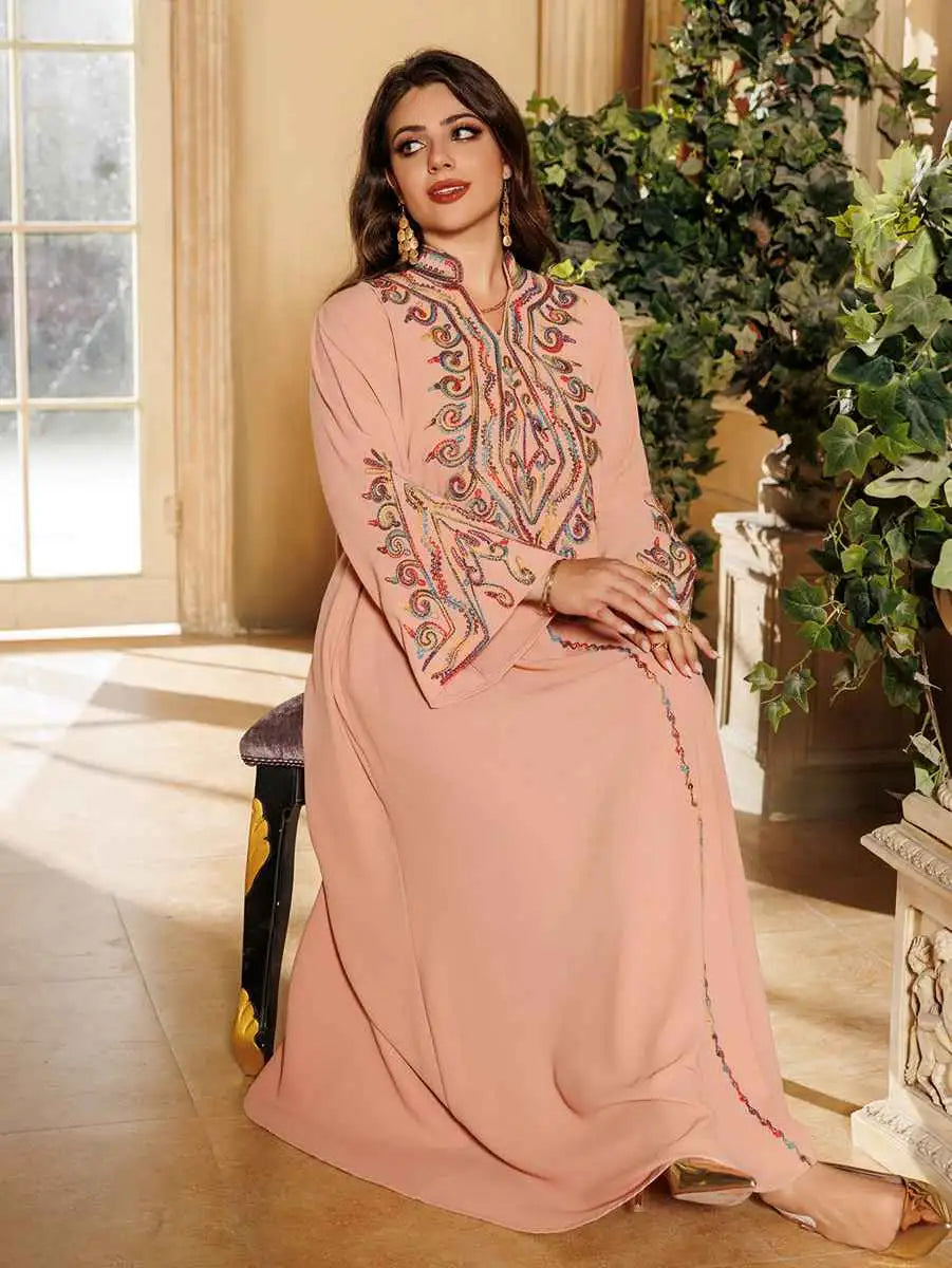 Elegant Eid Embroidery Kaftan Dress for Women - Floral Design #24421 | Perfect for Eid Celebrations, Wedding Guest Outfits & Special Occasions