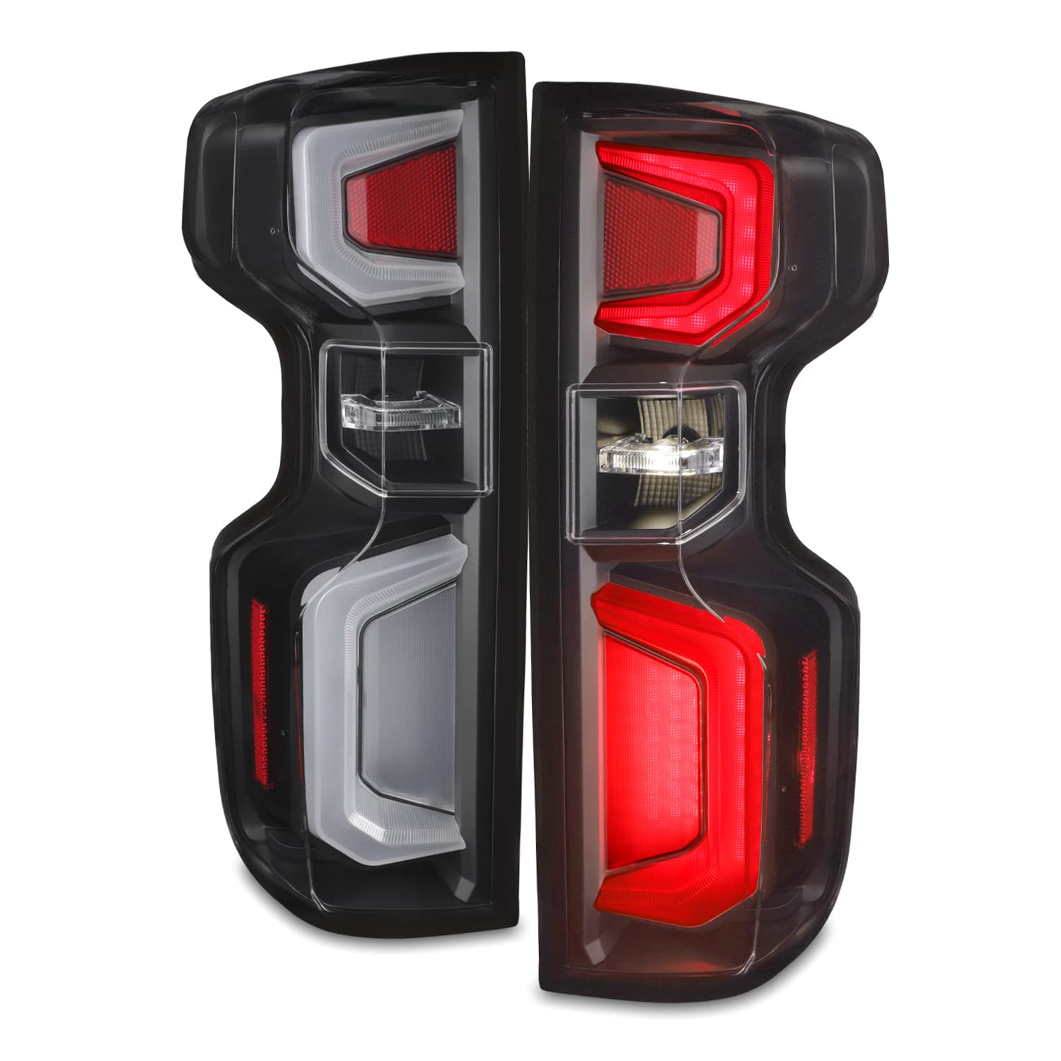 AKKON LED Black Tail Lights Brake Lamp Pair for 2019-2022 Chevy Silverado 1500 (Driver & Passenger Side) - Upgrade Replacement for Incandescent Bulbs - Enhanced Visibility & Style for Night Driving & Off-Road Adventures