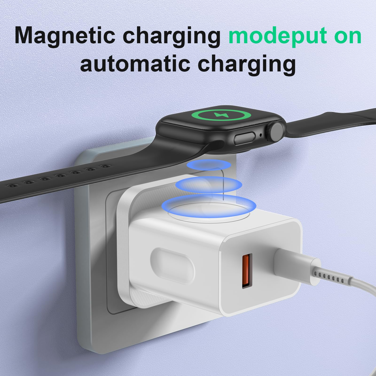 Upgraded 3-in-1 Apple Watch Charger with 20W Fast Charging - Magnetic Wireless Charger for iPhone & Apple Watch Series 10/9/8/Ultra/7/6/5/4/3 - Dual Port Wall Charger for Home, Office & Travel Use