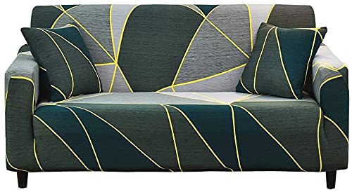 Stretch Printed Couch Cover for 2-Seater Sofa - Patterned Loveseat Slipcover with Non-Slip Design (LGR Size) - Perfect for Living Room Decor, Pet Protection, and Furniture Refresh