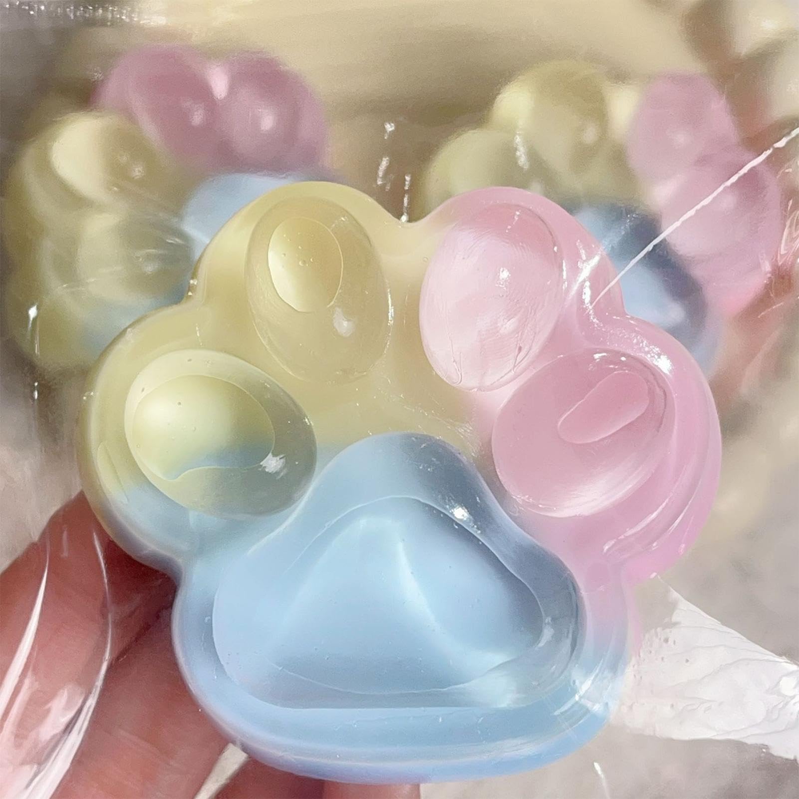 Cat Paw Squeeze Toy - Soft Silicone Stress Relief Fidget Toy for Kids & Adults | Cute Multicolor Slow Rebound Sensory Squishy Ball | Perfect for Anxiety Relief, Office Desk & Classroom Focus