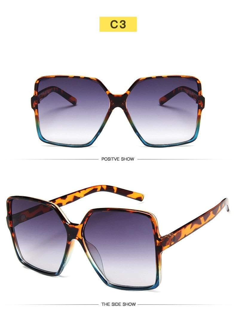 Big Square Oversized Sunglasses for Women - Black Designer Gradient Polarized UV Protection - Fashionable & Trendy Shades for Beach, Driving & Outdoor Activities