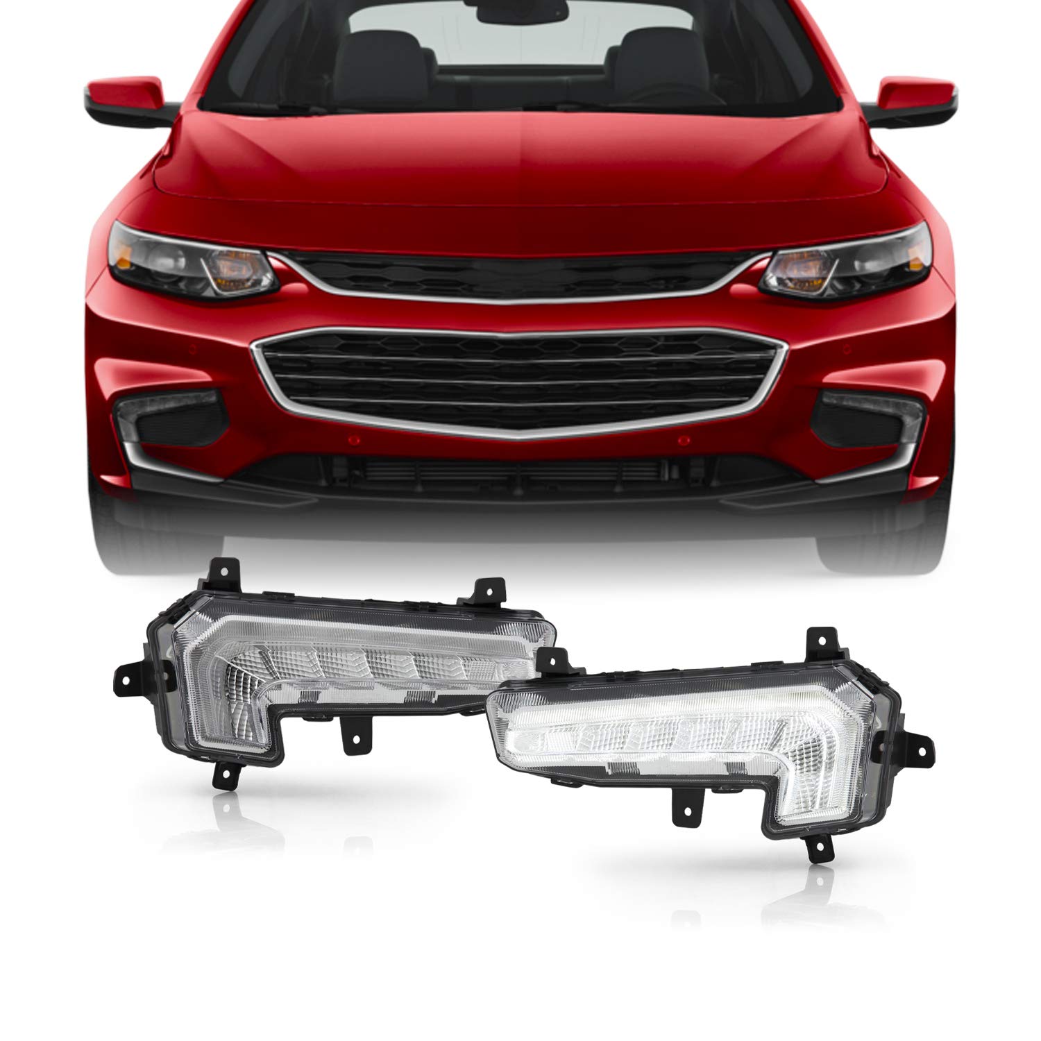 AKKON LED Fog Lights for 2016-2018 Chevy Malibu - DRL Compatible Front Bumper Driving Lamps Pair (Left Driver + Right Passenger) - Upgrade Your Night Driving Safety & Style
