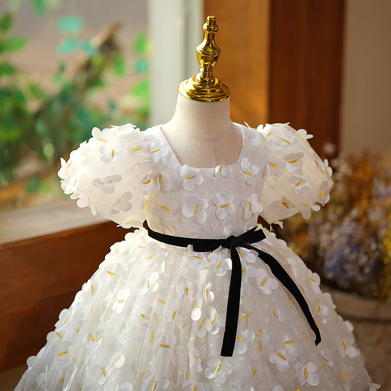 White Summer Flower Girl Princess Dress for Baby Girl & Toddler - Perfect for Birthday Parties, Weddings & Special Occasions