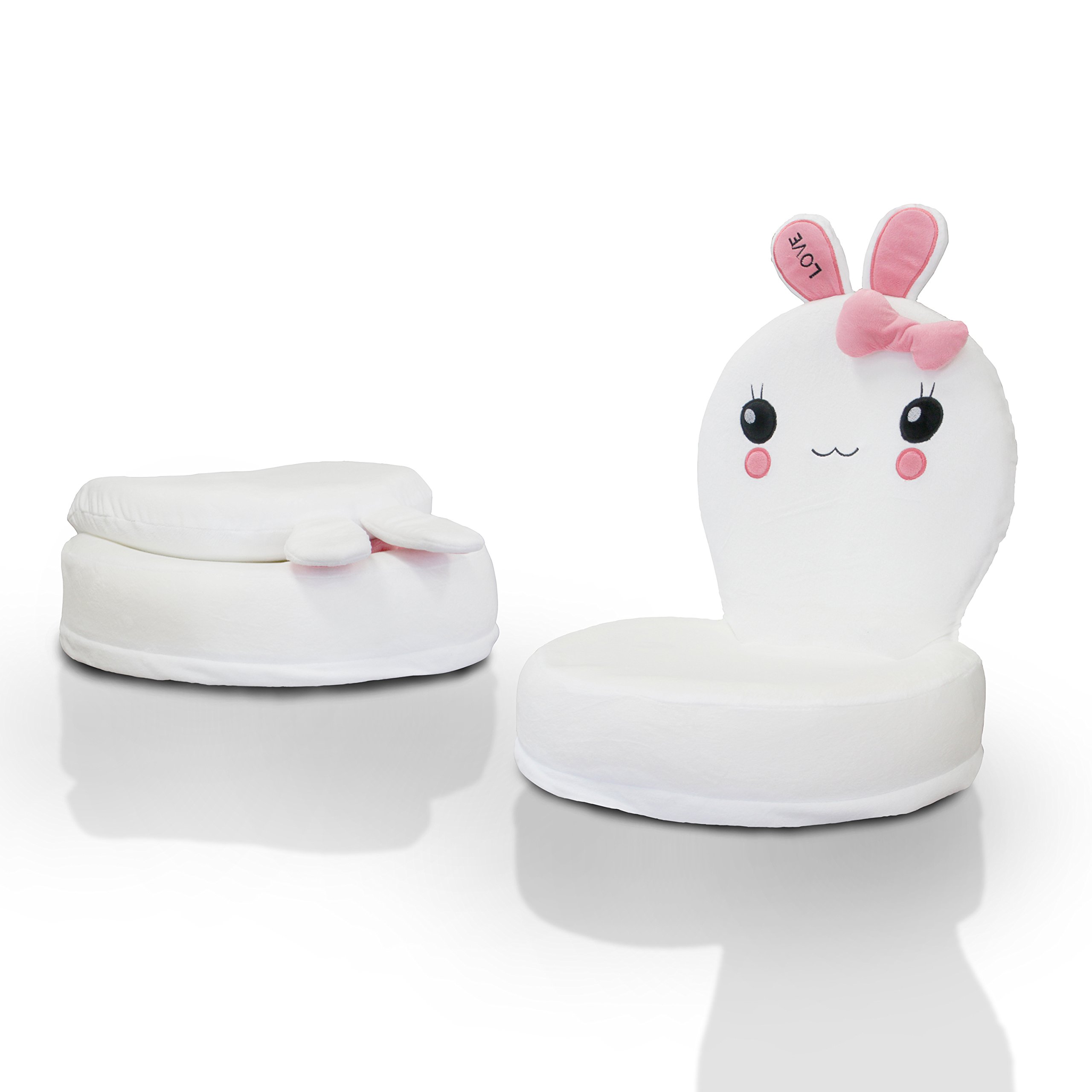 Furniture of America Kiddy Creature Foldable Lounge Chair - Bunny Design Kids Chair for Bedroom, Playroom & Nursery | Comfortable & Portable Children's Seating