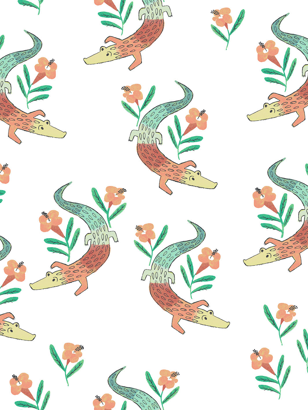Gator Garden Wallpaper by Tea Collection - Tropical Baja Themed Wall Decor for Kids' Room, Nursery, or Playroom
