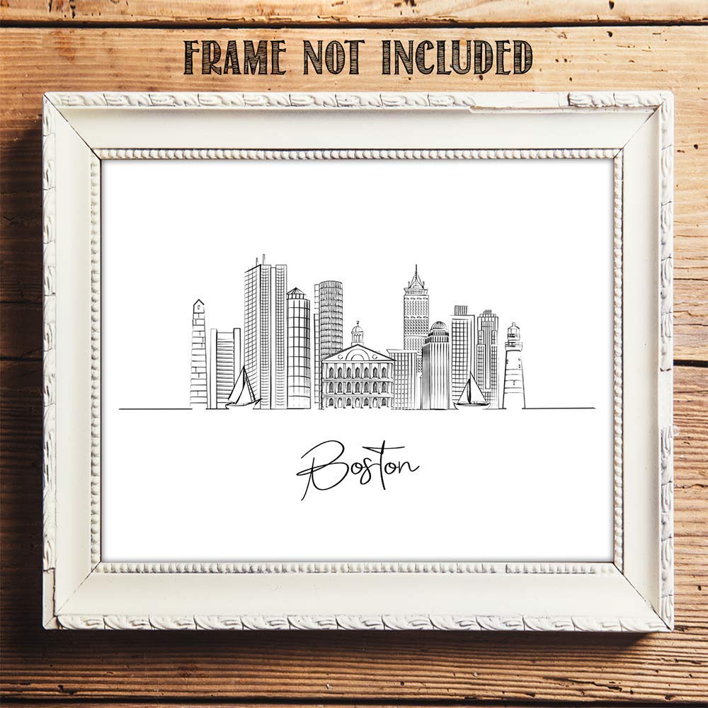 Boston Skyline Wall Art Print - Unframed 11x14 for Home & Office Decor