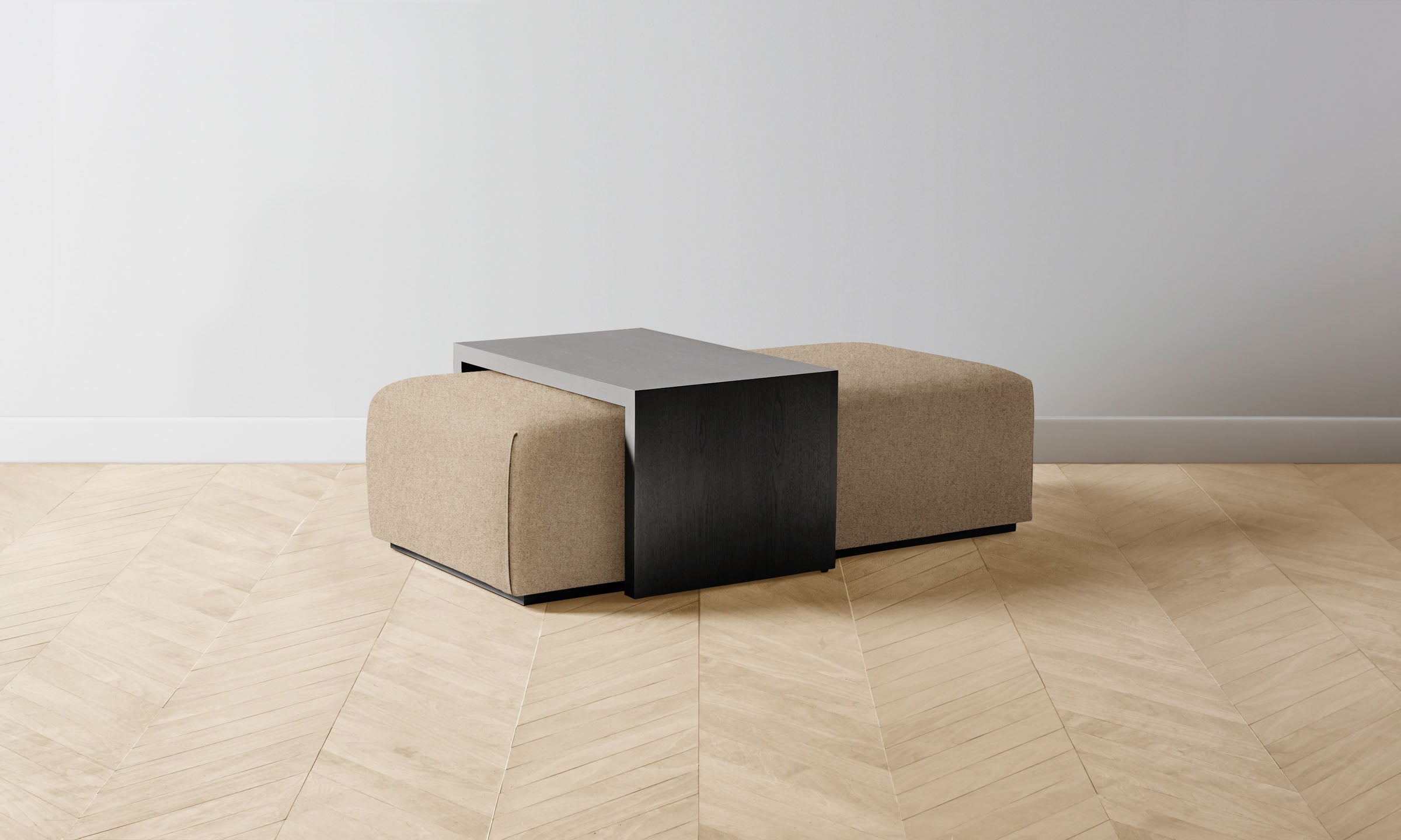 The Bowery Ottoman - Italian Brushed Wool Fox Footrest, Modern Living Room Accent Chair for Home Decor | Perfect for Cozy Lounging & Stylish Home Staging