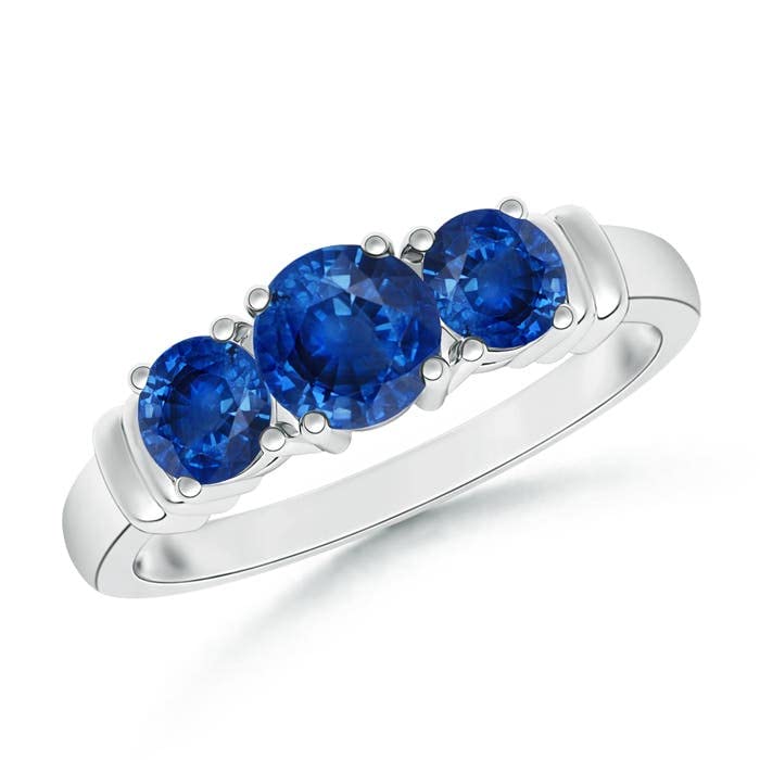 Natural Blue Sapphire Three Stone Ring for Women in Sterling Silver/14K Gold/Platinum | September Birthstone Jewelry Gift for Her | Birthday, Wedding, Anniversary & Engagement Ring | Perfect for Everyday Wear, Special Occasions & Romantic Gifts
