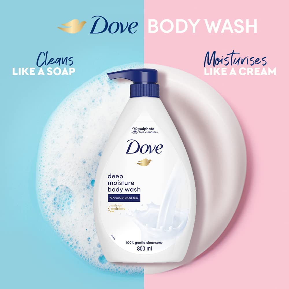 Dove Deeply Nourishing Body Wash with Exfoliating Beads - 800ml for Softer & Smoother Skin | Hydrating Shower Gel for Dry Skin Care | Daily Moisturizing Body Cleanser for Women & Men (Packaging May Vary)