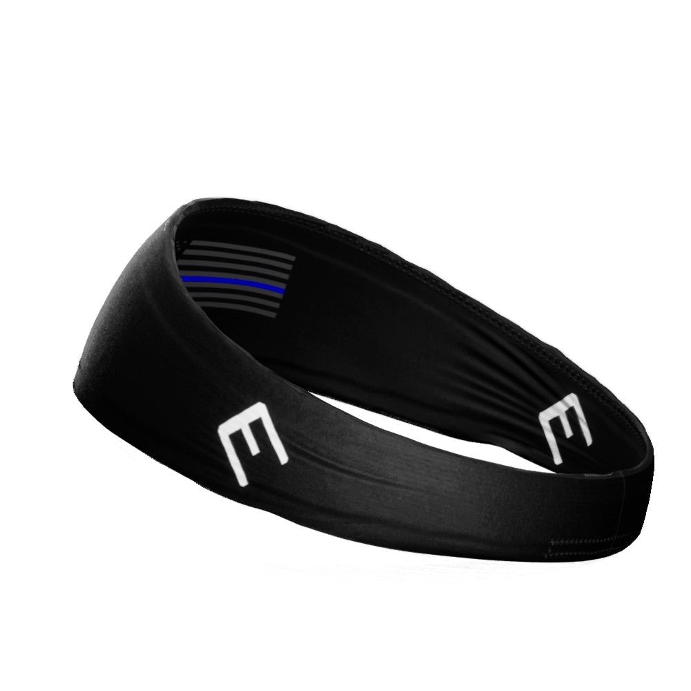 Tactical Thin Blue Line USA Flag Headband - Patriotic Sweatband for Police Support, Running & Outdoor Activities