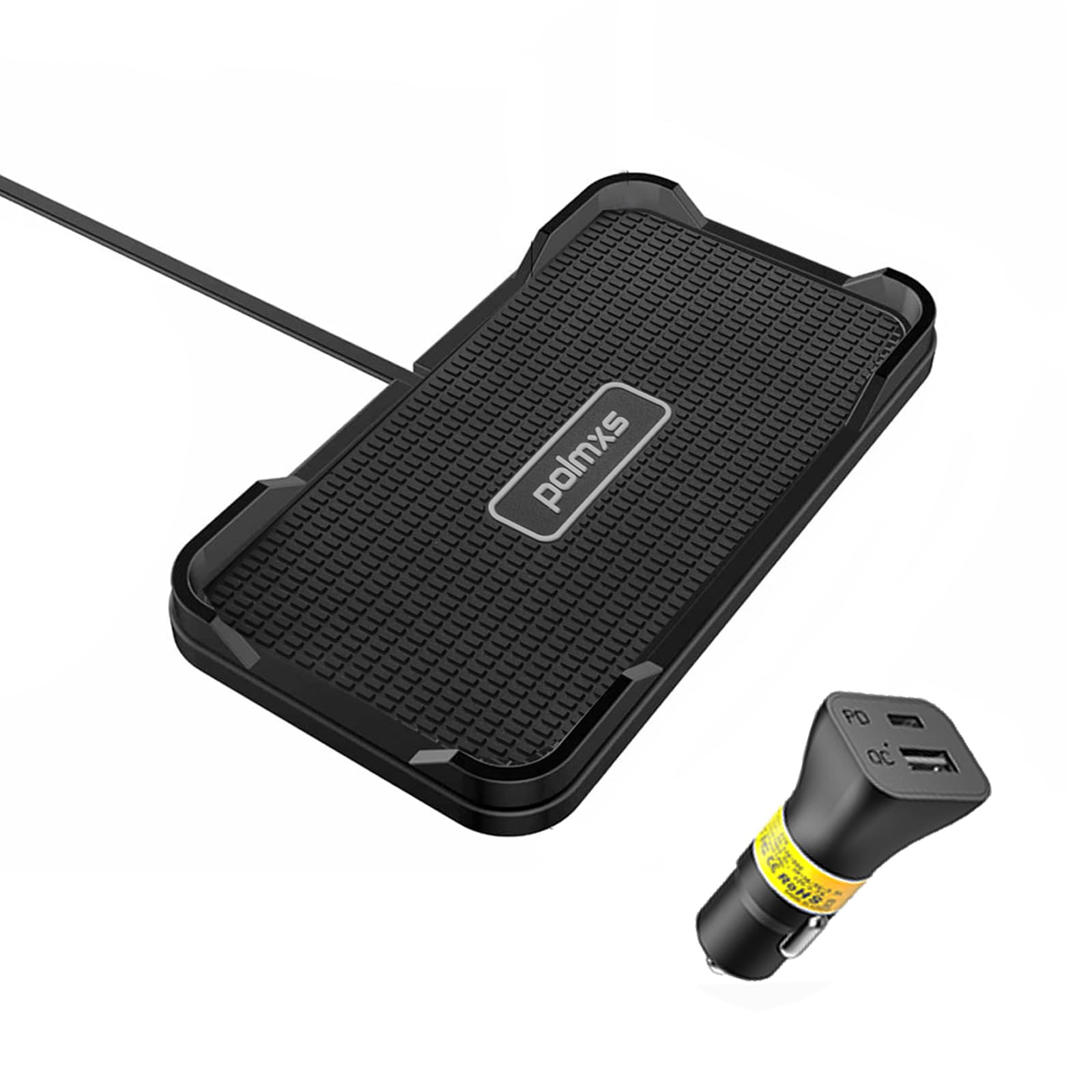 POLMXS 15W Fast Wireless Car Charger Pad - Non-Slip Qi-Certified Charging Mat for iPhone 15/14/13/12, Samsung Galaxy S23/S22/S21/S20/S10, Note 20/10 - Perfect for Cars, Office & Home Use