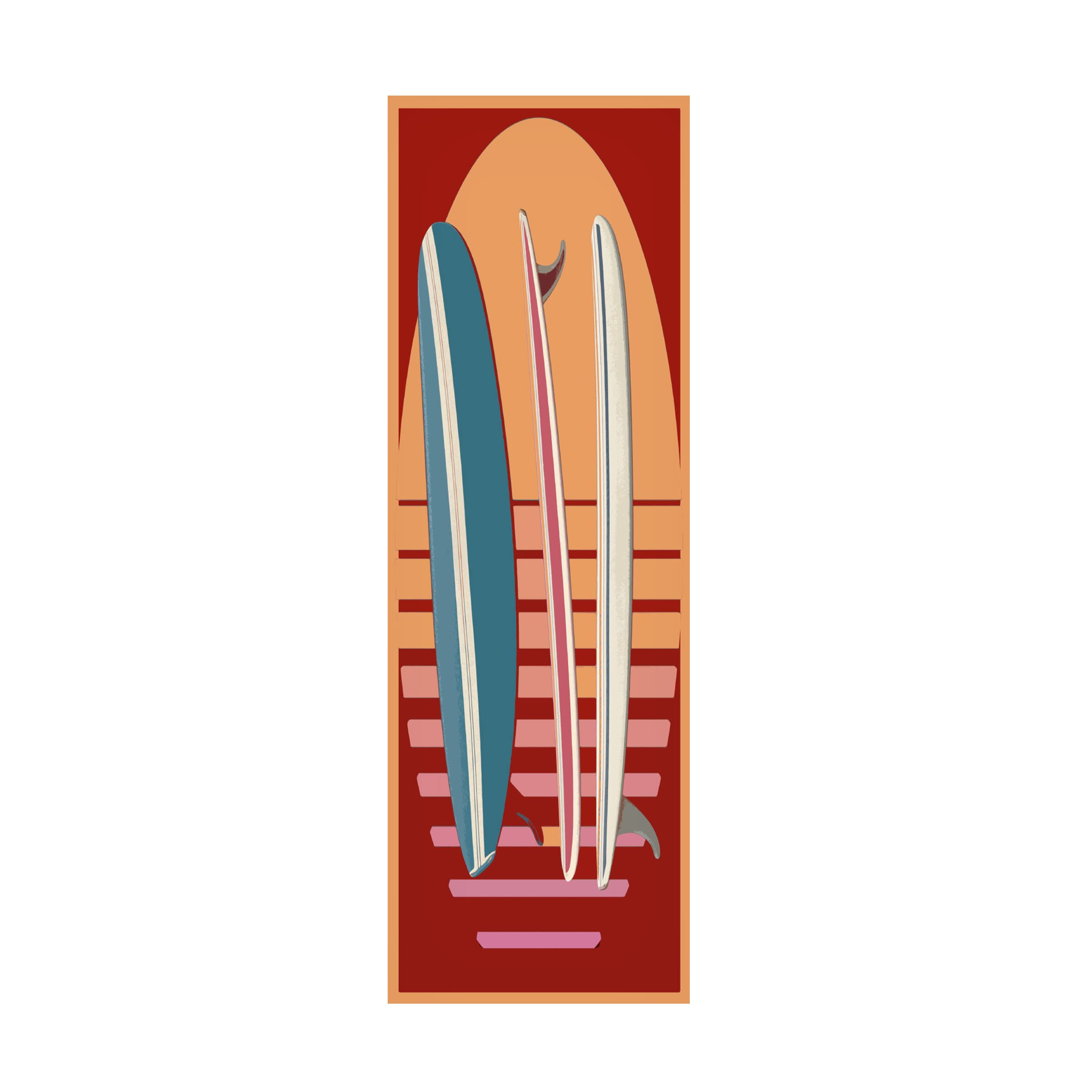 Edward M Fielding 'Surfboard Sunset' Canvas Wall Art Print - Coastal Beach Decor for Living Room, Bedroom & Office - Premium Trademark Fine Art Collection