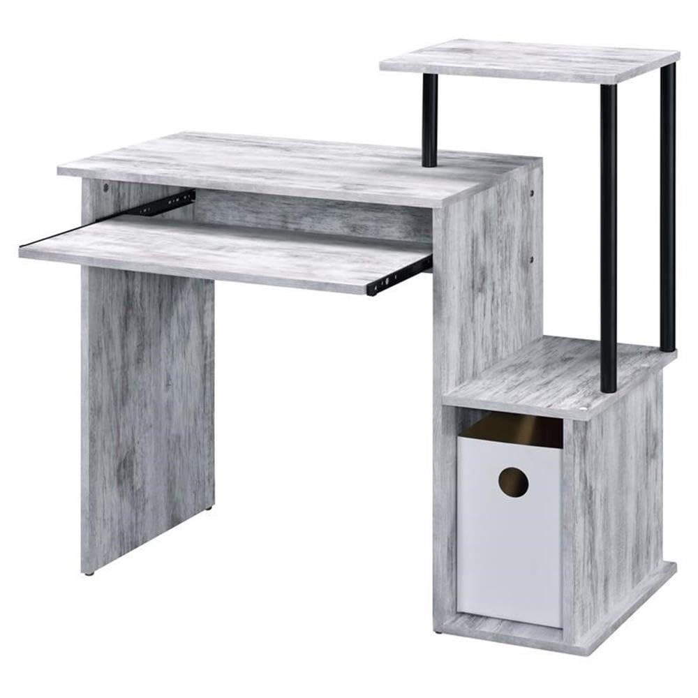 Acme Lyphre Solid Wood Computer Desk - Antique White & Black Home Office Desk for Work & Study | Perfect for Small Spaces, Remote Work & Gaming Setup