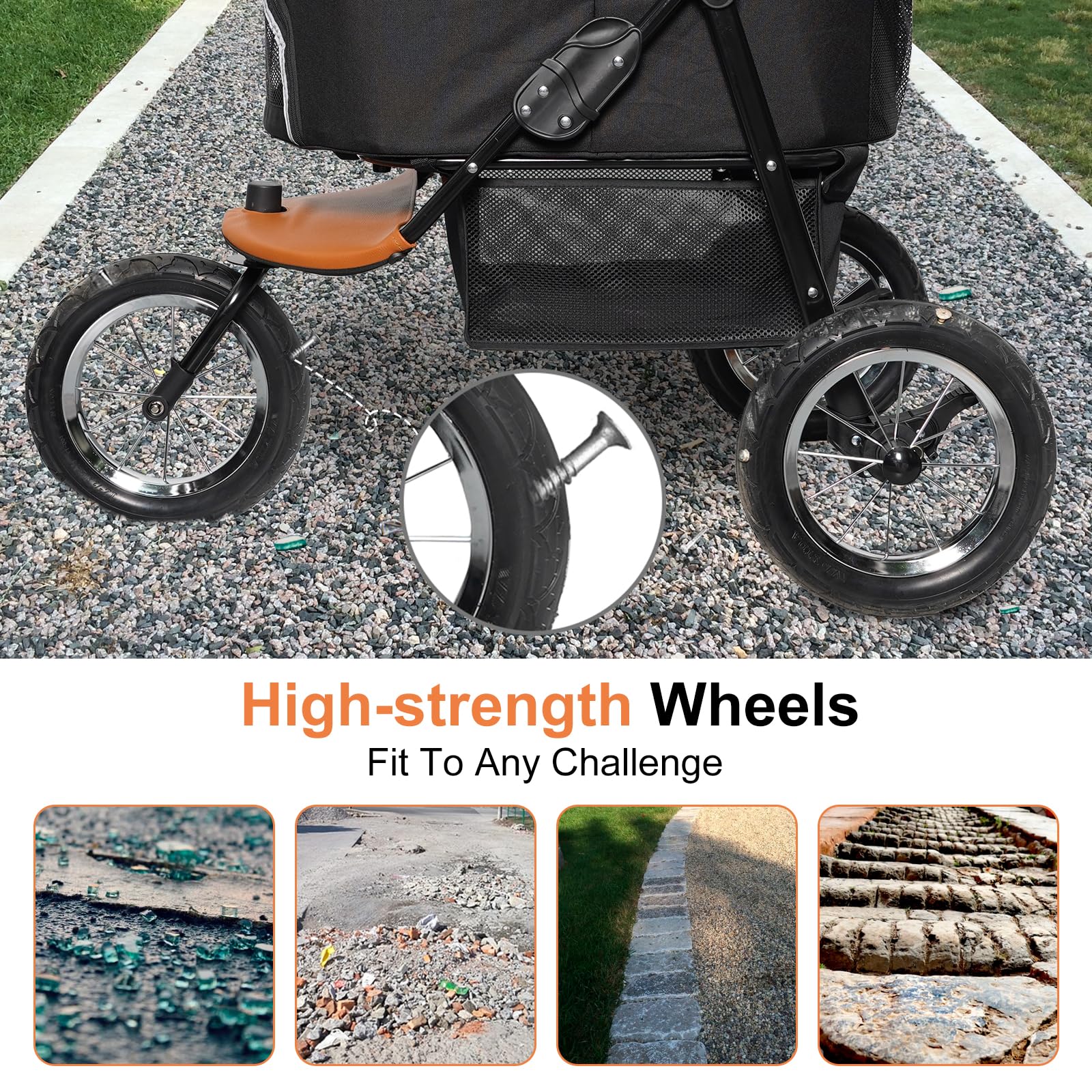 3-in-1 Dog Stroller for Medium & Small Pets - Lightweight Pet Carrier with Zipperless Entry, Jogging Tires & Storage Basket | Perfect for Cats & Small Dogs | Ideal for Walking, Jogging, Park Visits & Vet Trips