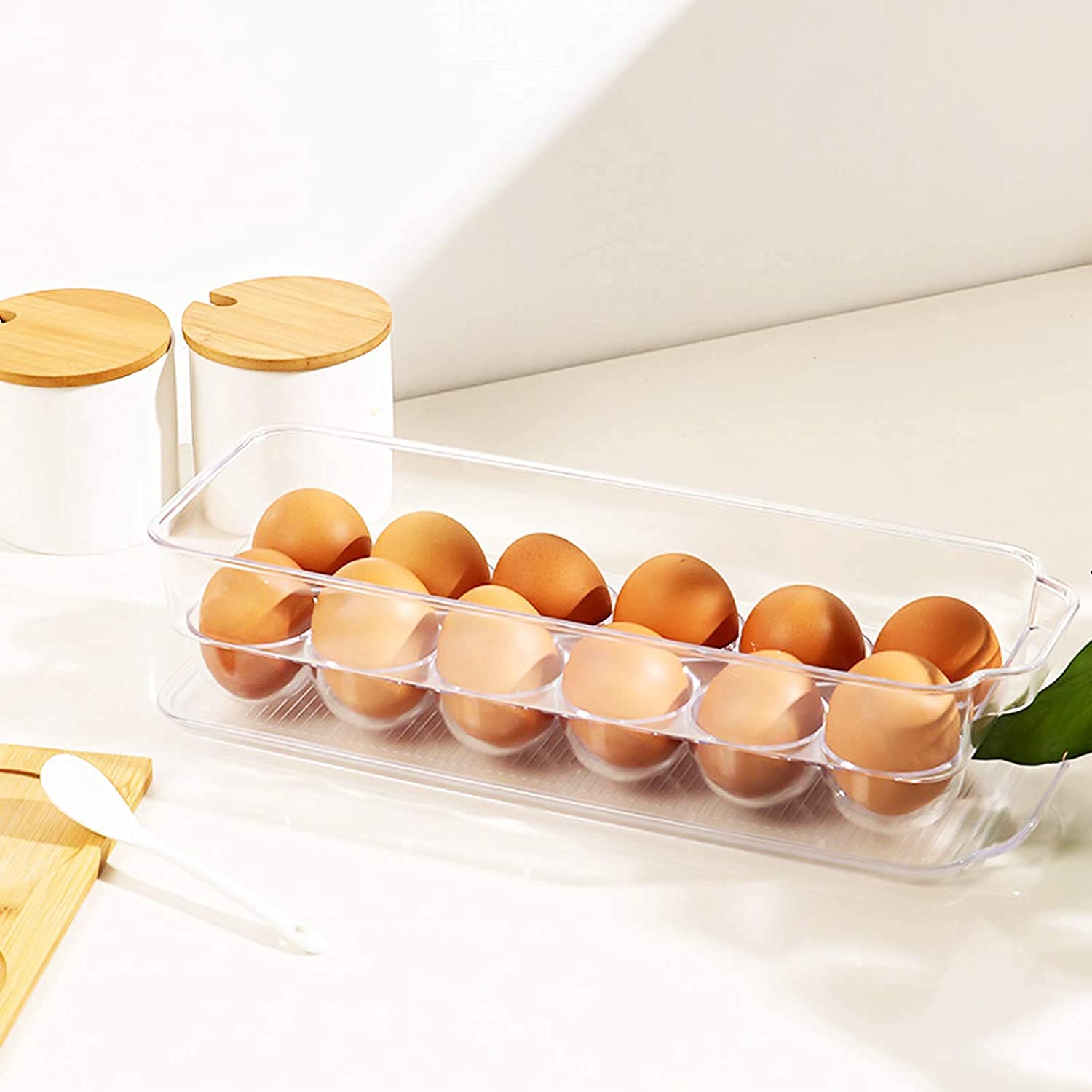 LISHONN Stackable Acrylic Egg Storage Container - 12 Egg Capacity Refrigerator Organizer with Clear Lid | Perfect for Kitchen Organization, Farm Fresh Eggs & Space-Saving Refrigerator Storage