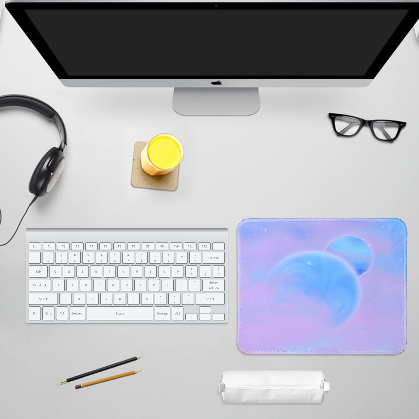 10.2x8.2 Inch Waterproof Non-Slip Mouse Pad with Stitched Edges - Purple Gaming & Office Desk Mat for Computer, Laptop, Keyboard - Perfect for Home, Work & PC Gaming Setup