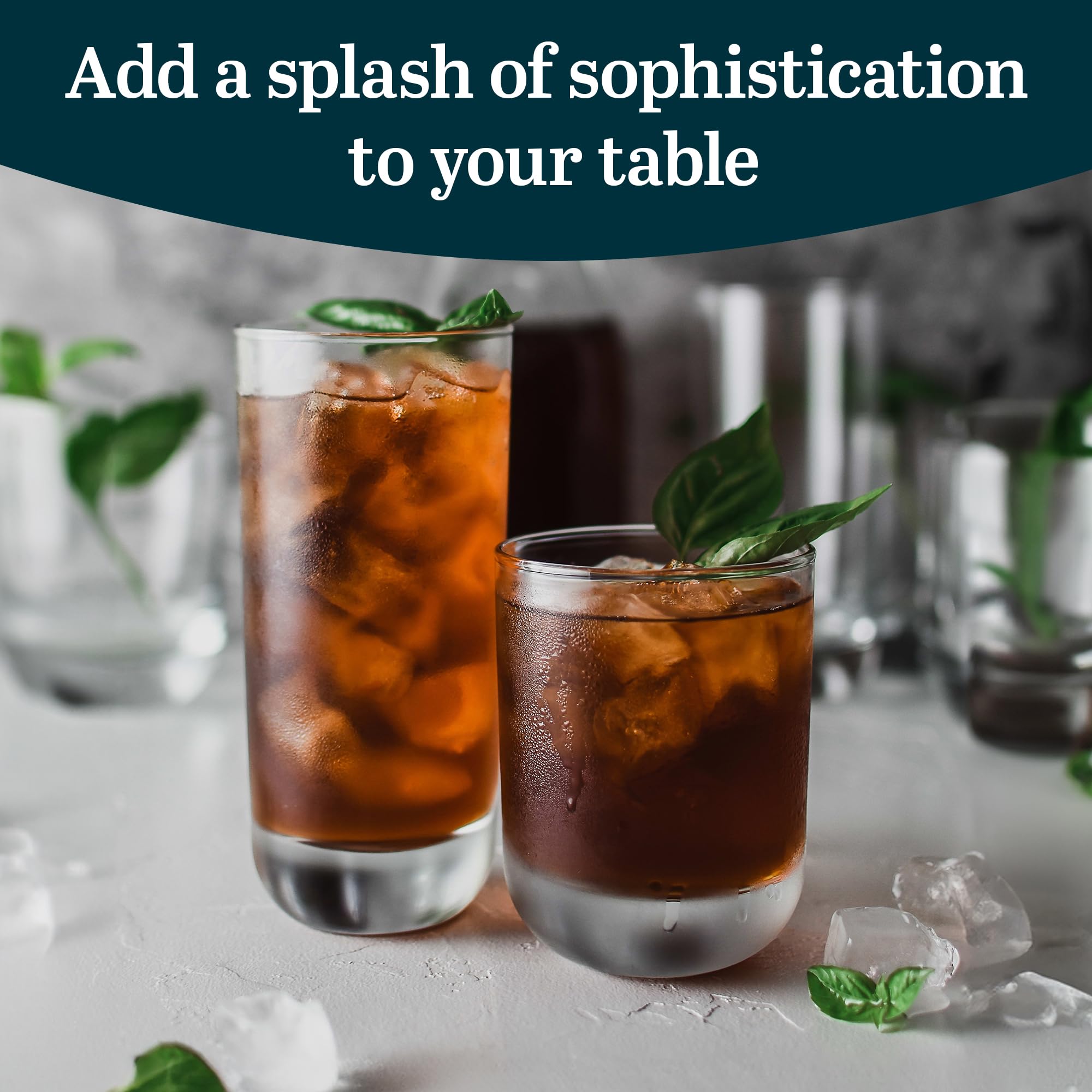 Libbey Polaris 16-Piece Tumbler and Rocks Glass Set - Clear Drinkware for Water, Juice, Cocktails - Modern Design, Dishwasher Safe - Perfect for Home, Parties, Restaurants & Bars
